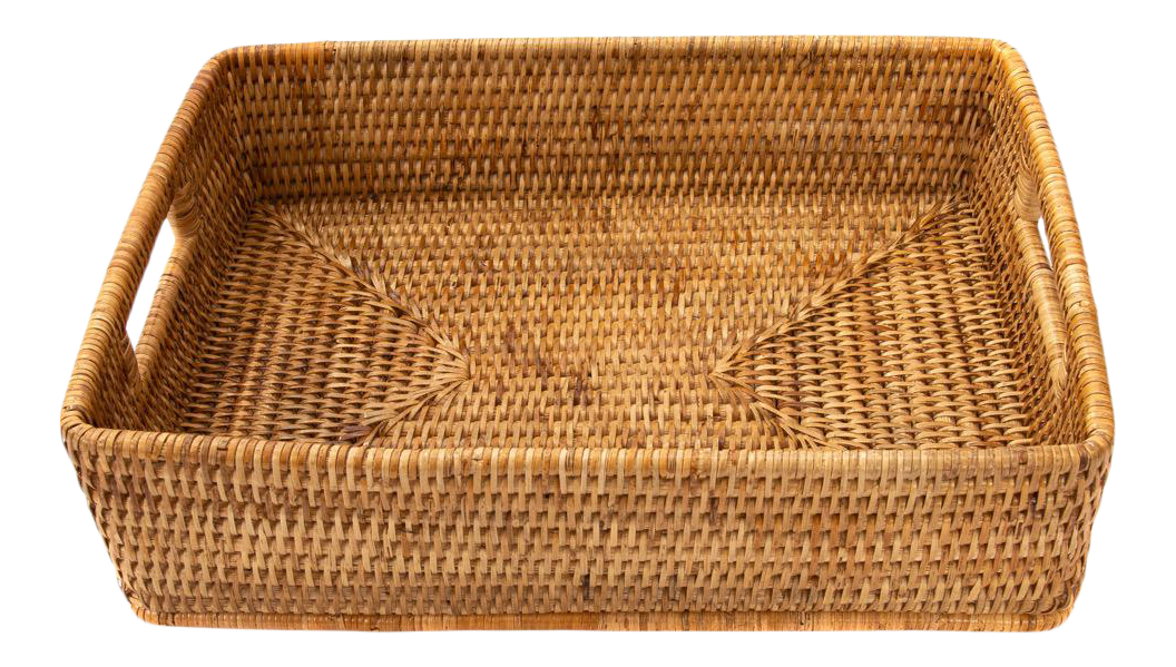 Artifacts Rattan Rectangular Storage Basket with Rounded Corners in