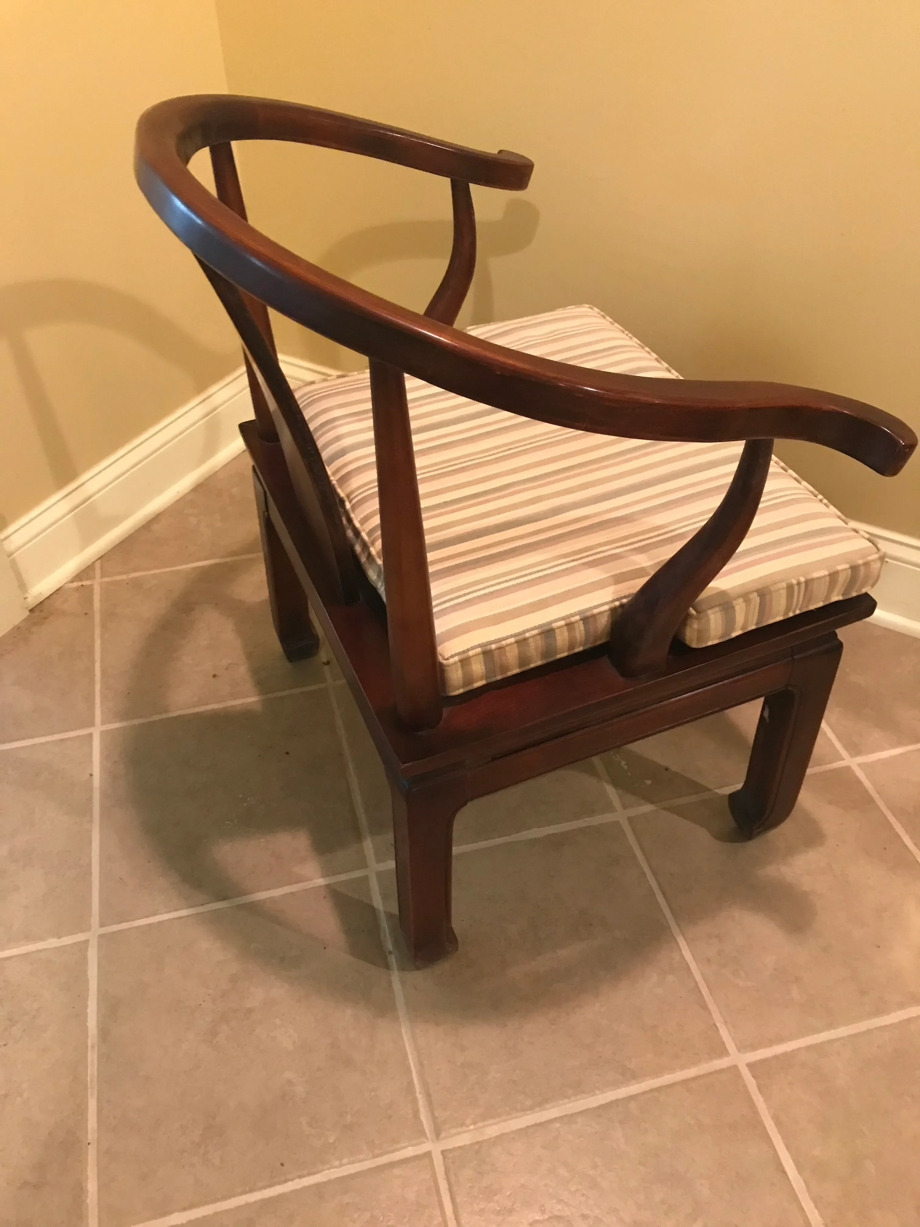 Vintage Mid Century Wood James Mont Style Ming Chair | Chairish