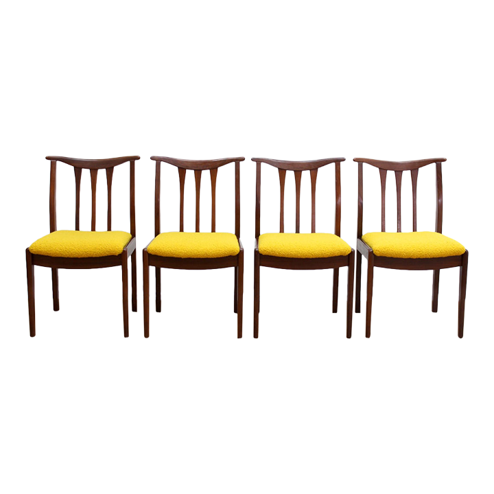1960s Set of Four Mid Century Modern Dining Chairs by Elliots of