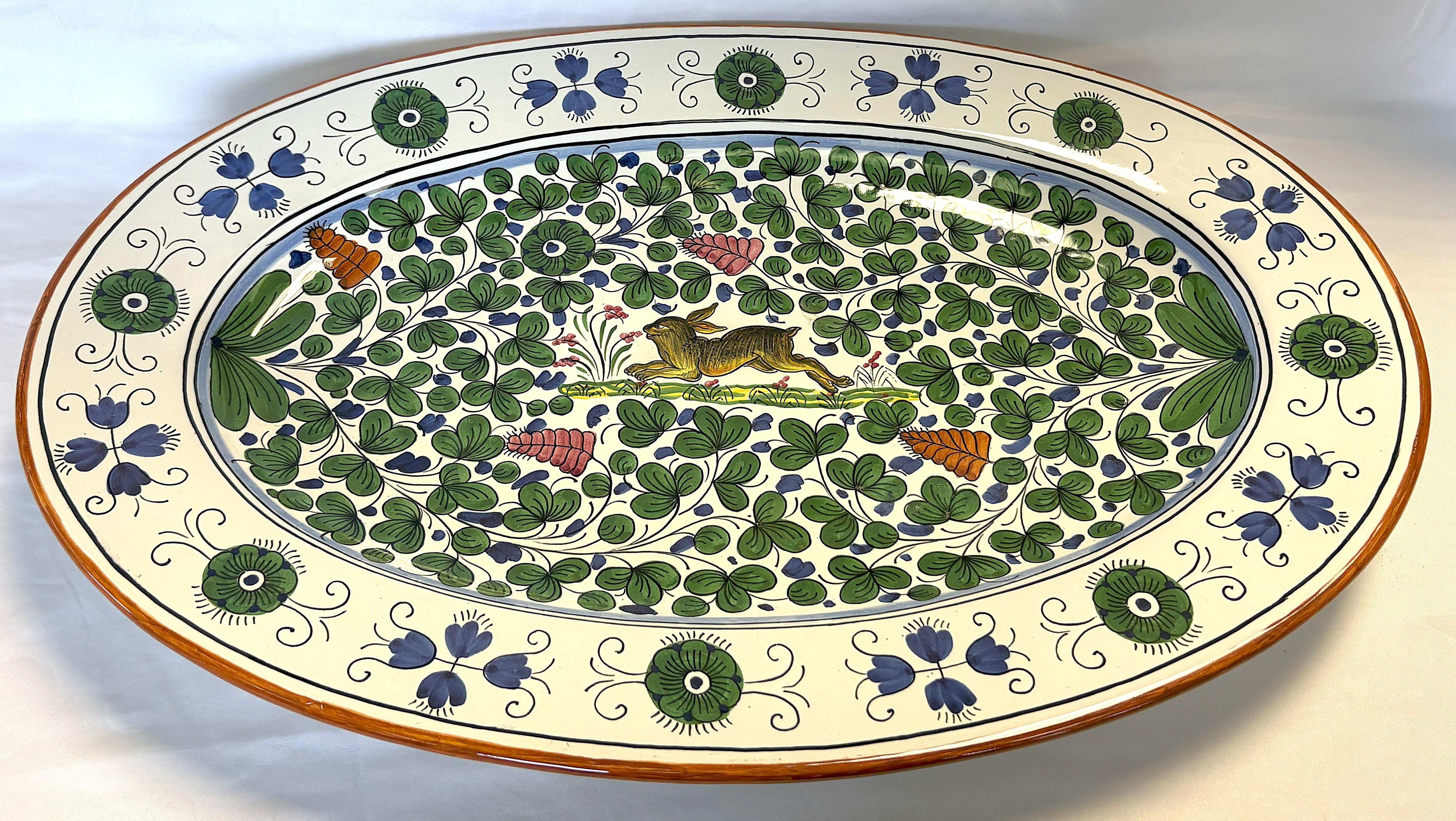 Vintage Large Hand Painted Ceramic Serving Platter Made in Italy