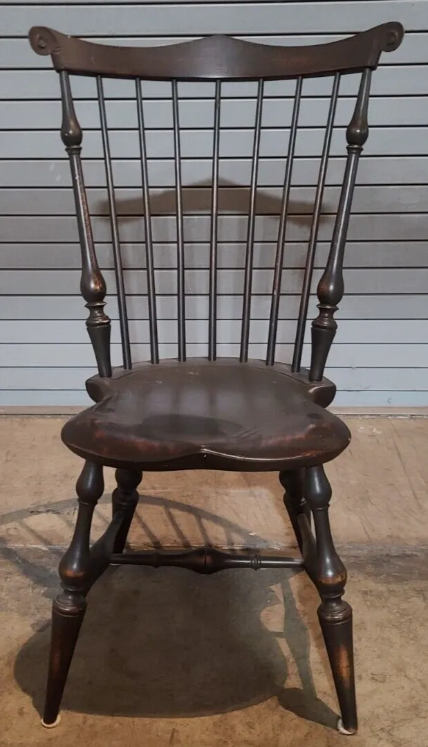 D.r. Dimes Massachusetts Fanback Windsor Chair Bench Made Black Crackle Finish