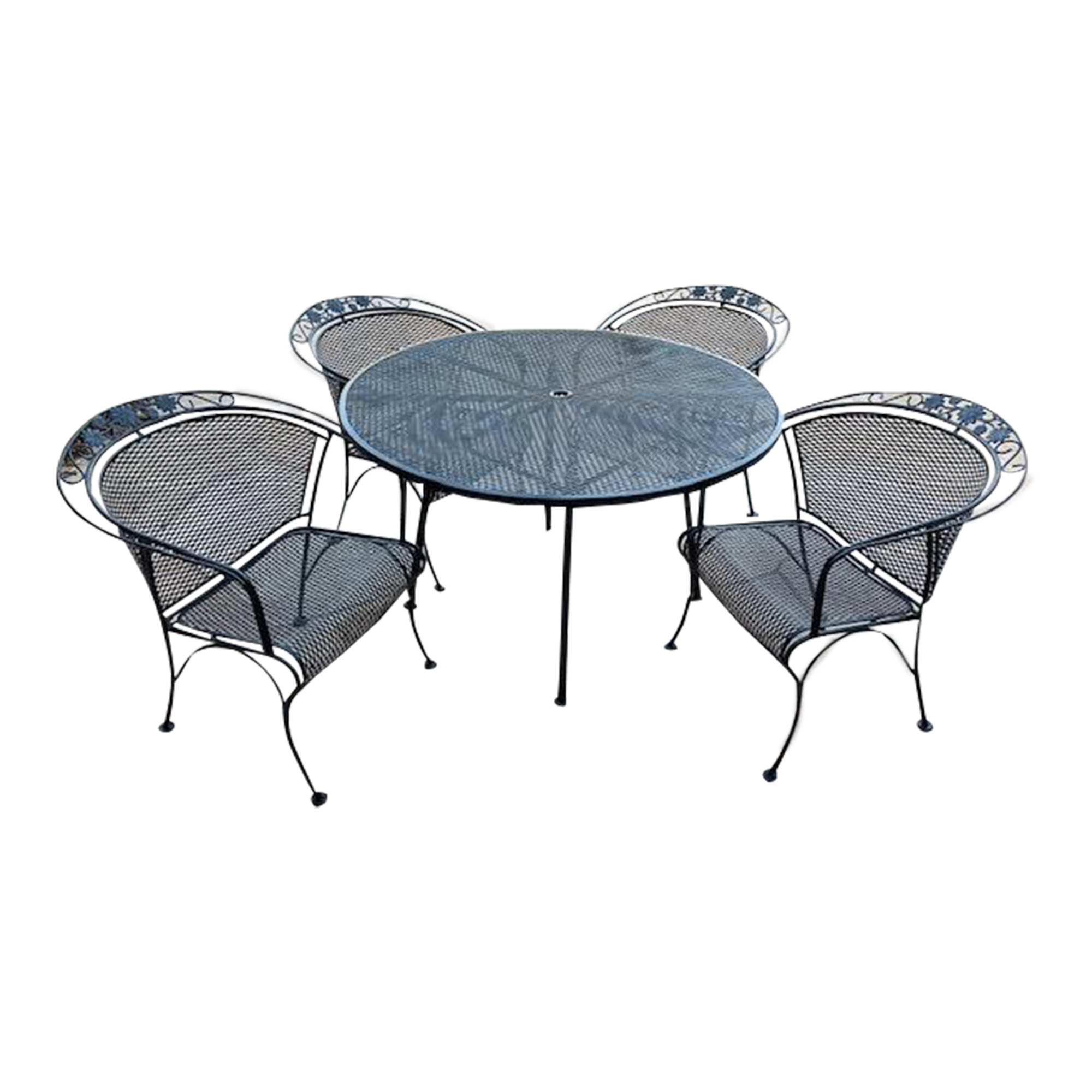 Vintage Woodard Briarwood “Daisy” Wrought Iron Outdoor Table & 4 Chairs Chairish