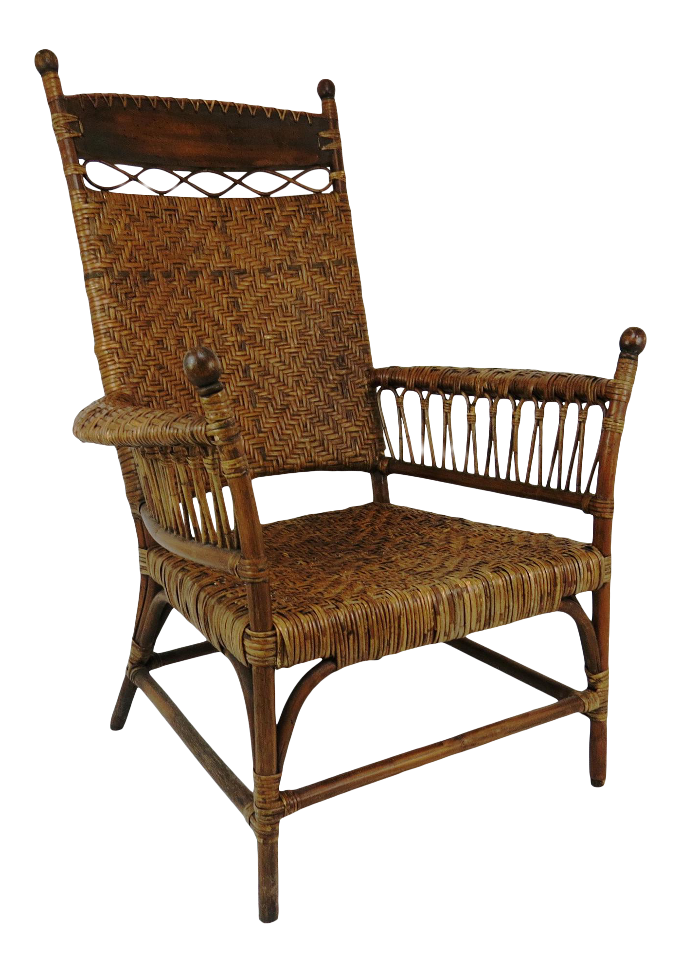 Antique Old Hickory Style Victorian Sculptural Stick And Ball Bentwood And Cane Lounge Chair Chairish