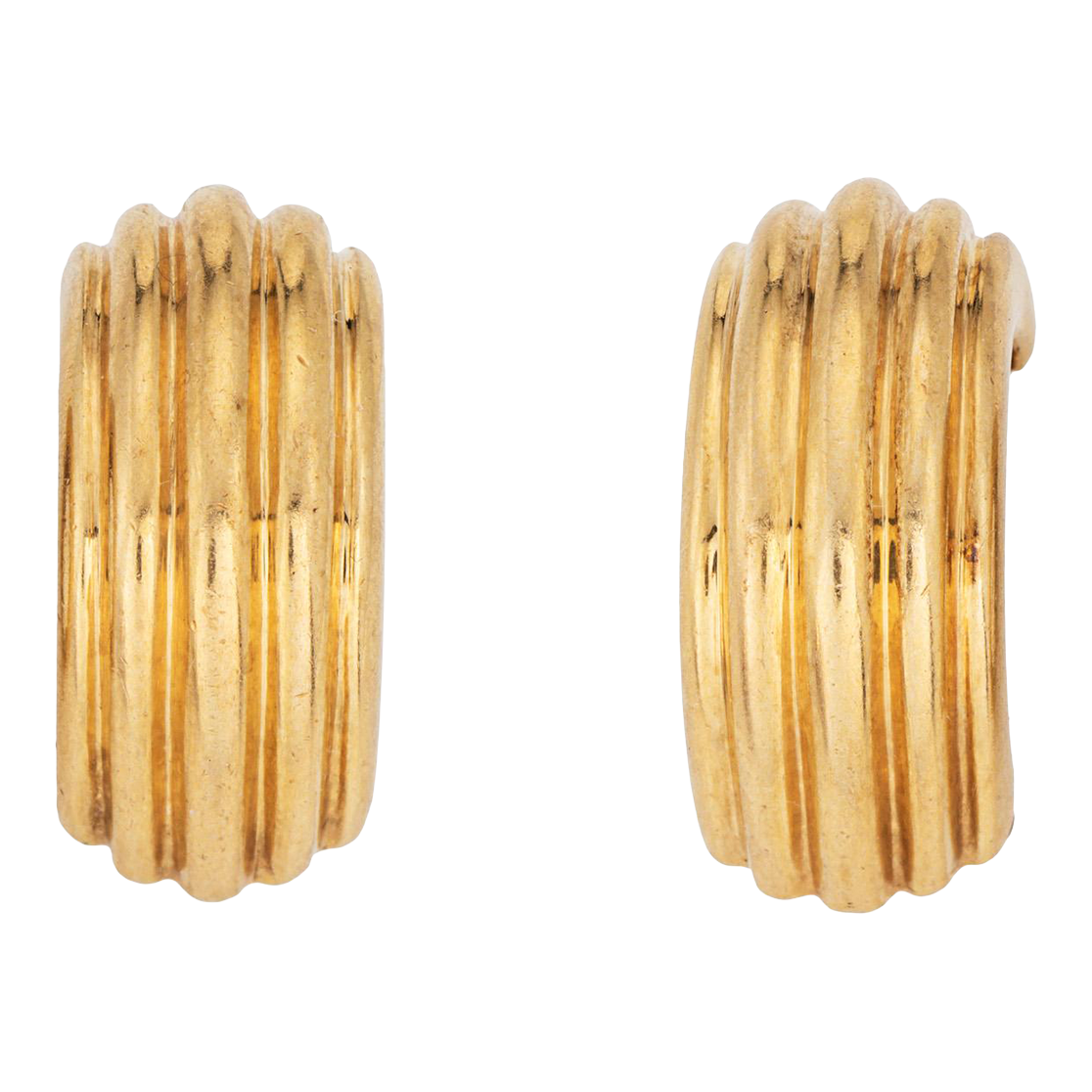 Mid 20th Century Vintage Tiffany & Co Ribbed Hoop Earrings 3