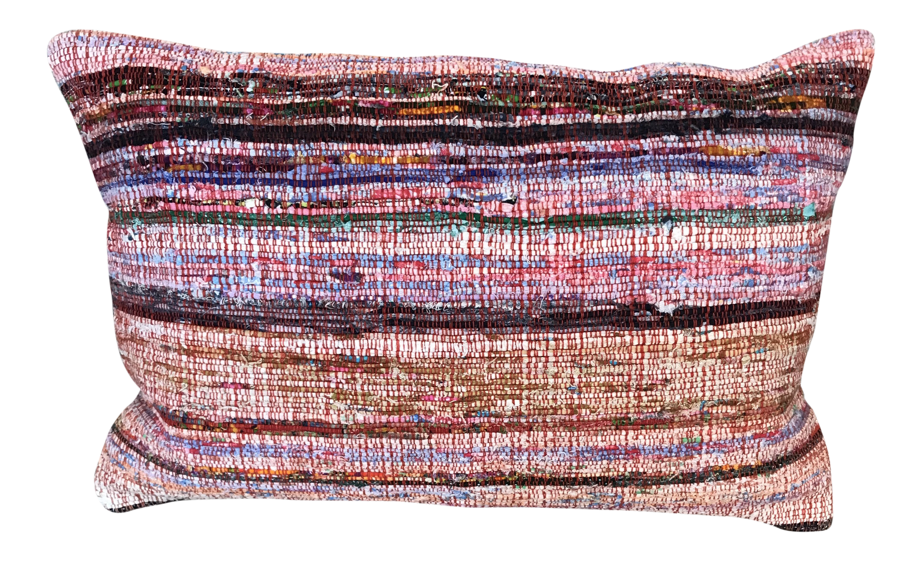 Boho Chic Hand Woven Rag Rug Lumbar Pillow Chairish