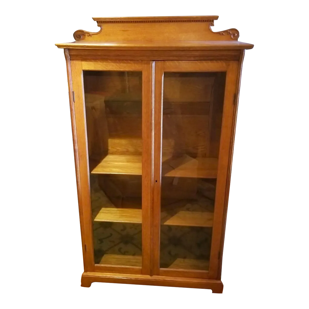 1920s Wooden Oak Bookcase With Glass Doors Chairish