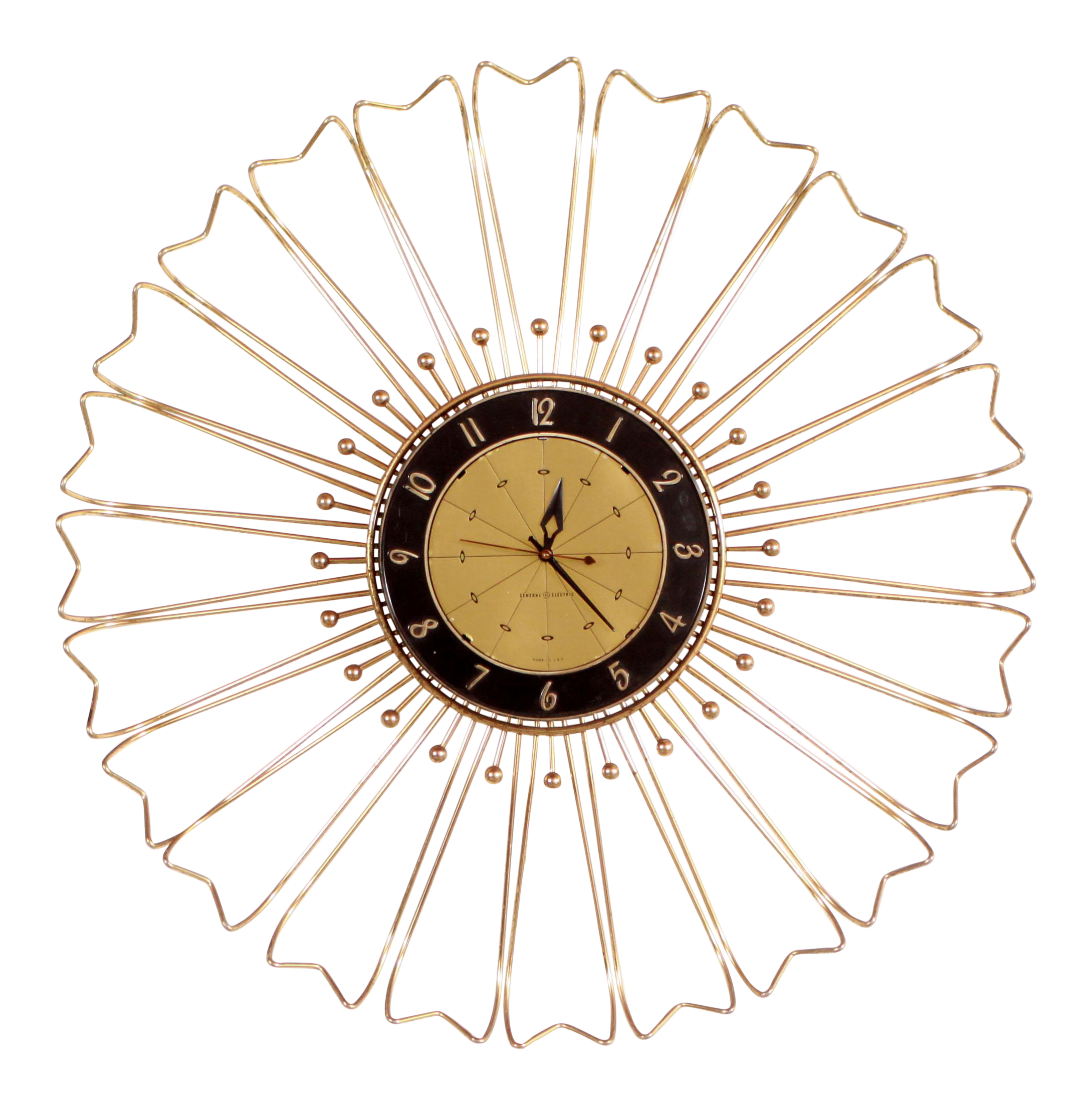 Mid Century Modern Brass Starburst Sunburst Wall Clock Chairish