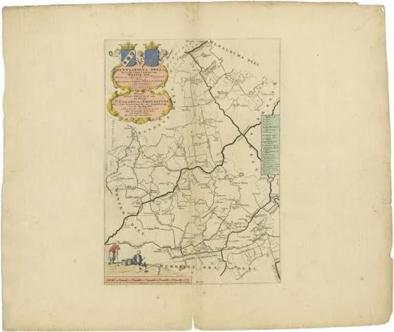 Antique Map of the Hennaarderadeel Township Friesland by Halma, 1718
