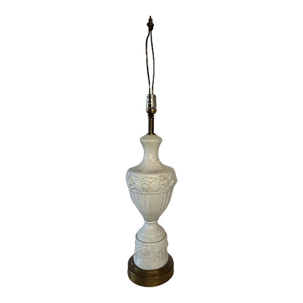 Vintage Wedgwood Style Queensware Style White Porcelain Lamp With ...