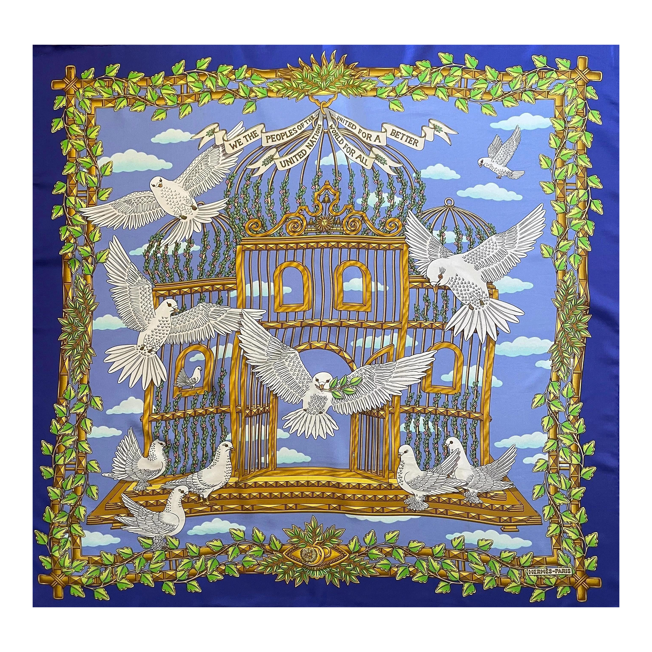 Hermès « Envol United Nations » Silk Scarf 1995 | Chairish