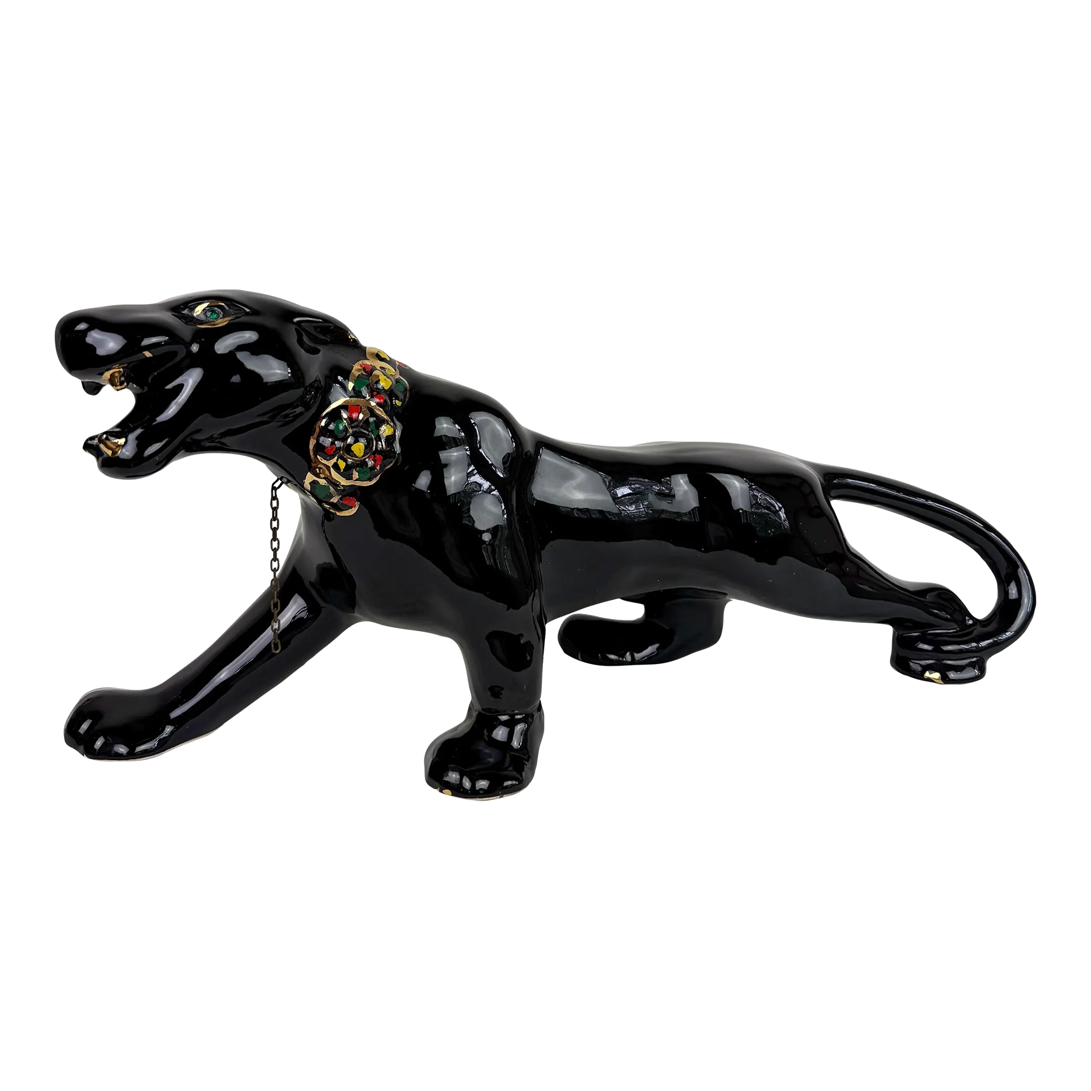 Vintage Mid-Century Modern Sleek Black Panther Ceramic