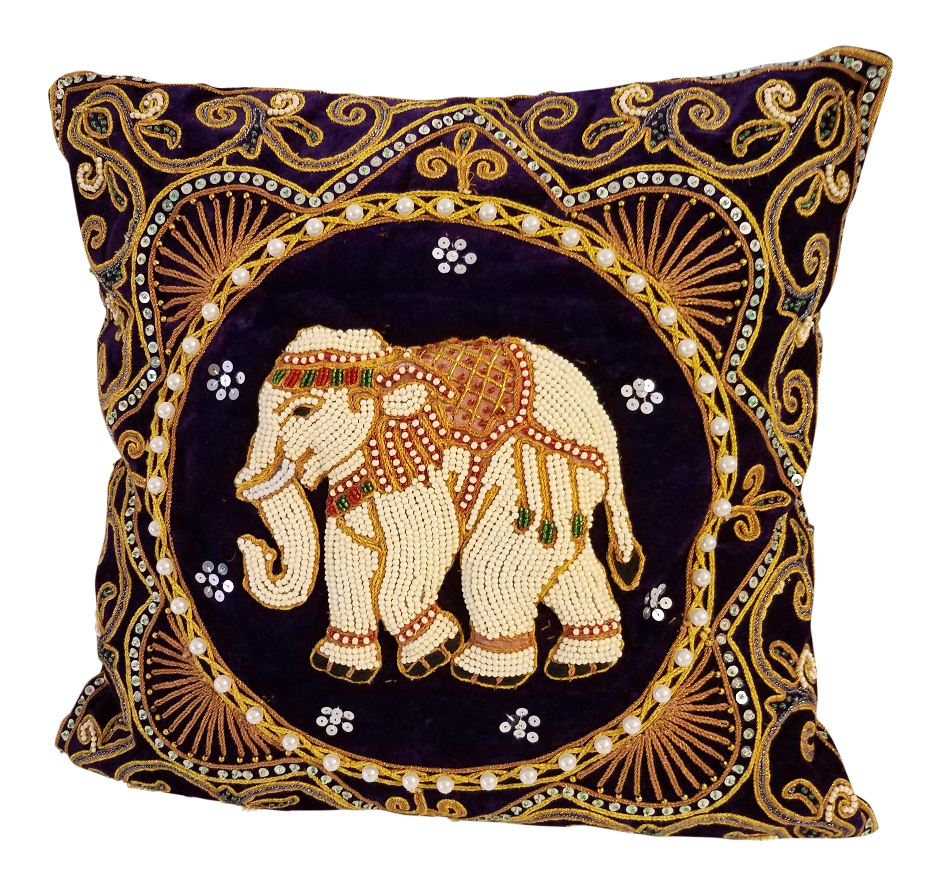 Brentwood Original Custom Beaded Elephant Accent Pillow Chairish