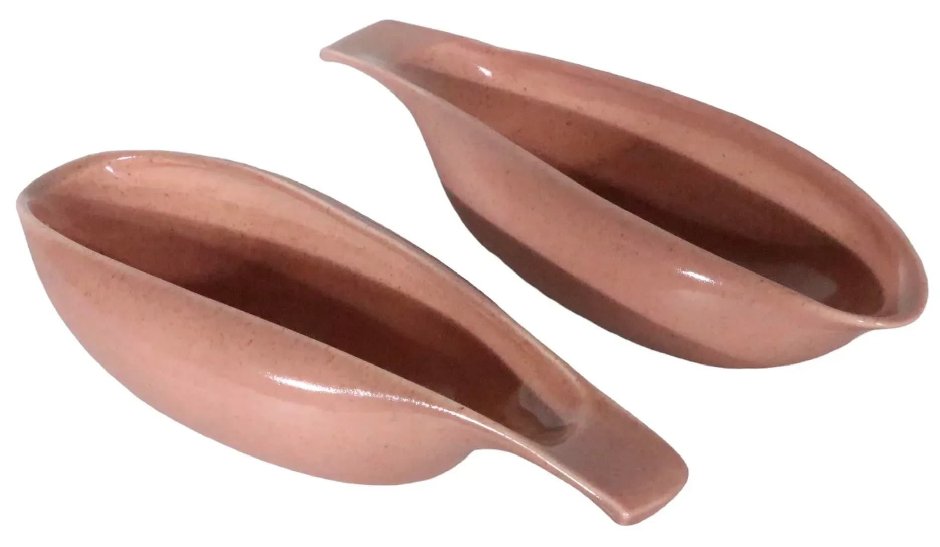 2 Russel Wright for Steubenville Gravy Boats, in Coral Glaze