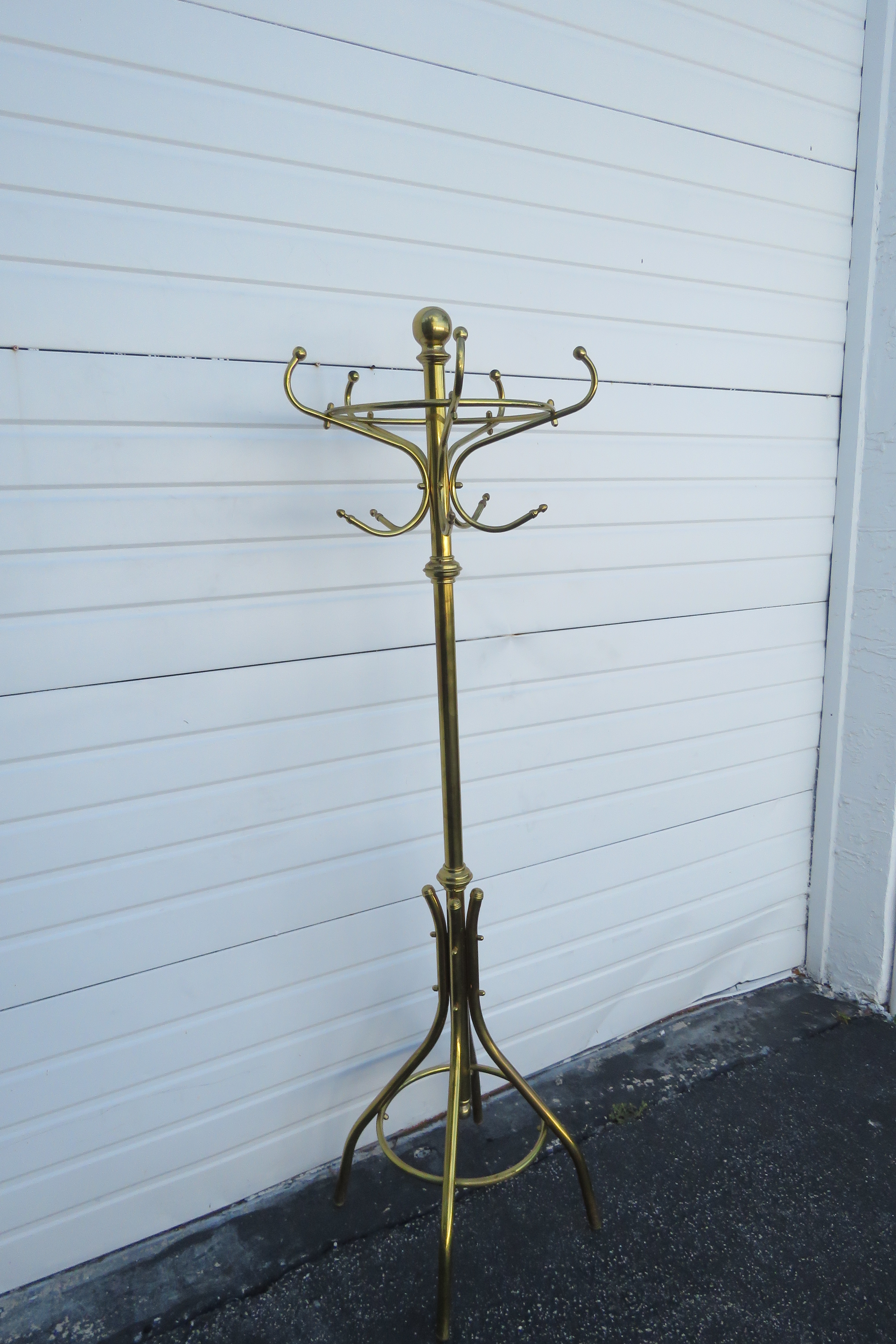 Brass Finish Tall Large Coat Hat Rack Stand