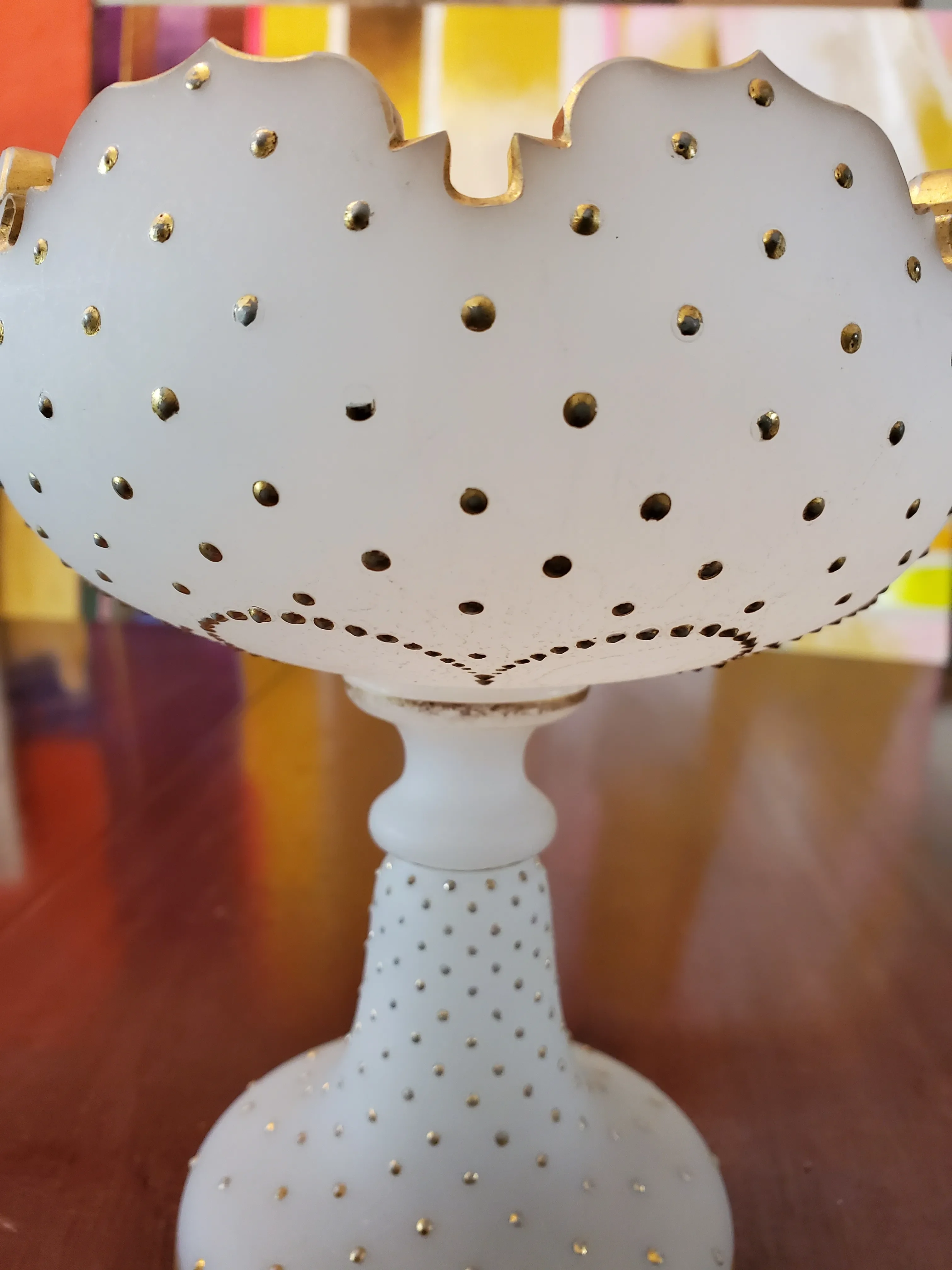 Antique 24k Gold Jeweled Baccarat Style Opaline Centerpiece