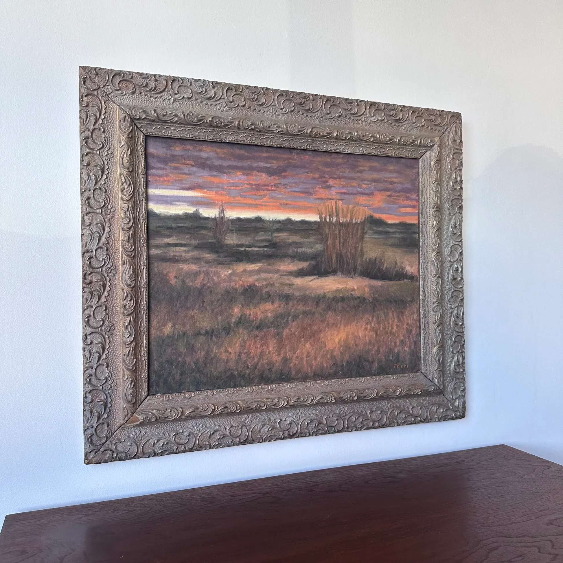 Framed Landscape Painting by Wny Artist Charlie Tripi
