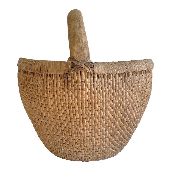 Woven Wicker Basket With Handle Chairish