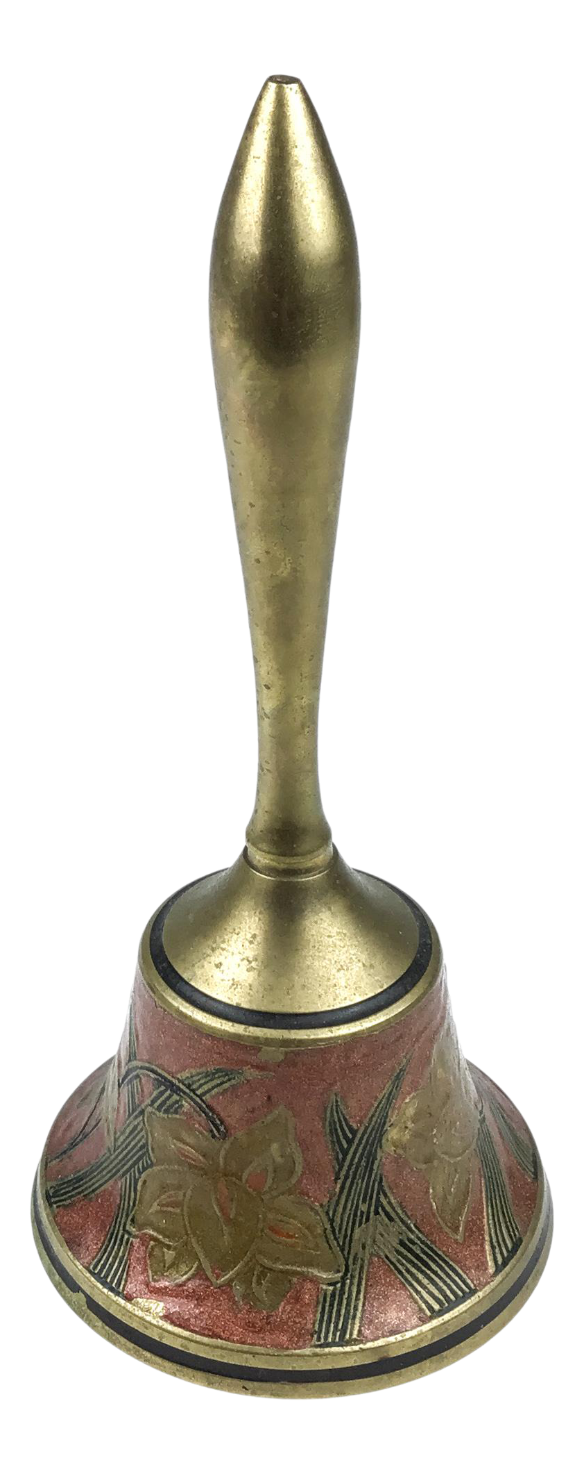 Vintage Brass & Enamel Hand Painted Dinner Bell Chairish