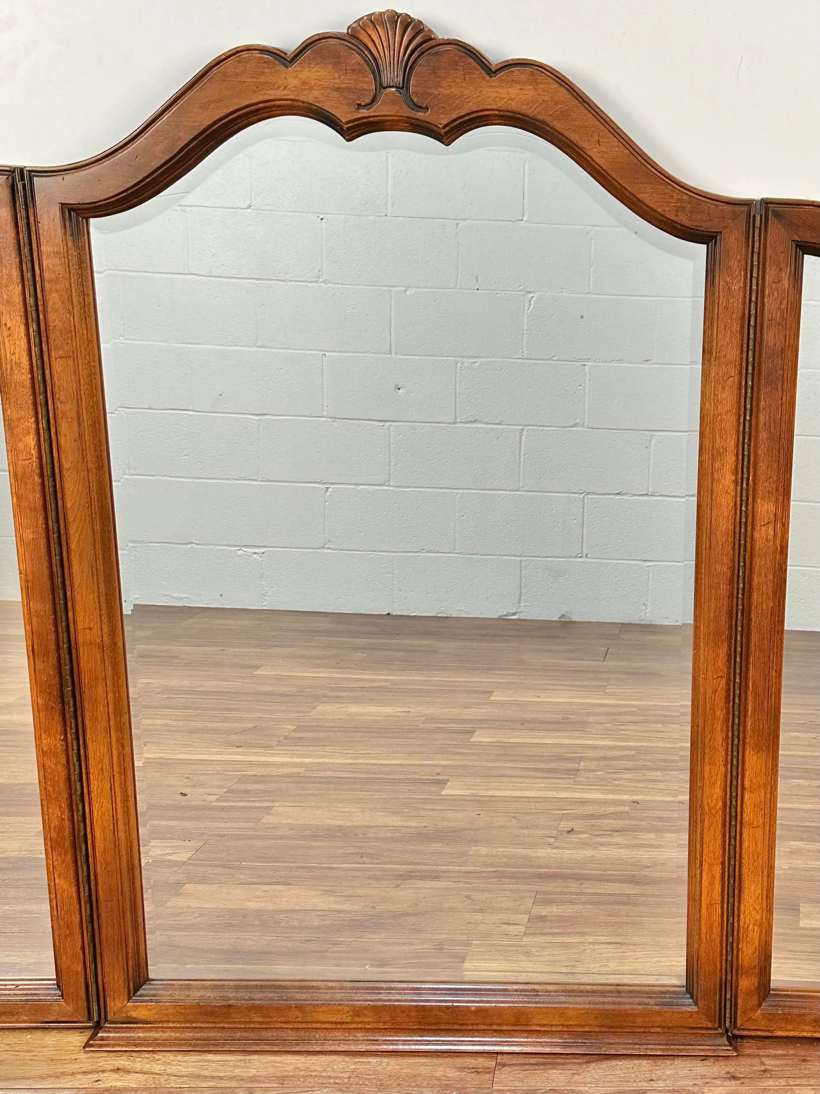 1990s Ethan Allen Country French Carved Tri-Fold Dresser Chest