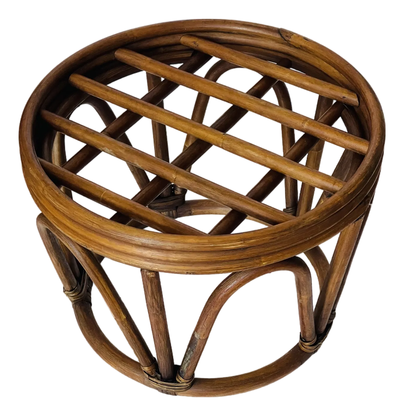 Mid 20 Th C Refinished Bent Bamboo Ottoman or Foitstool
