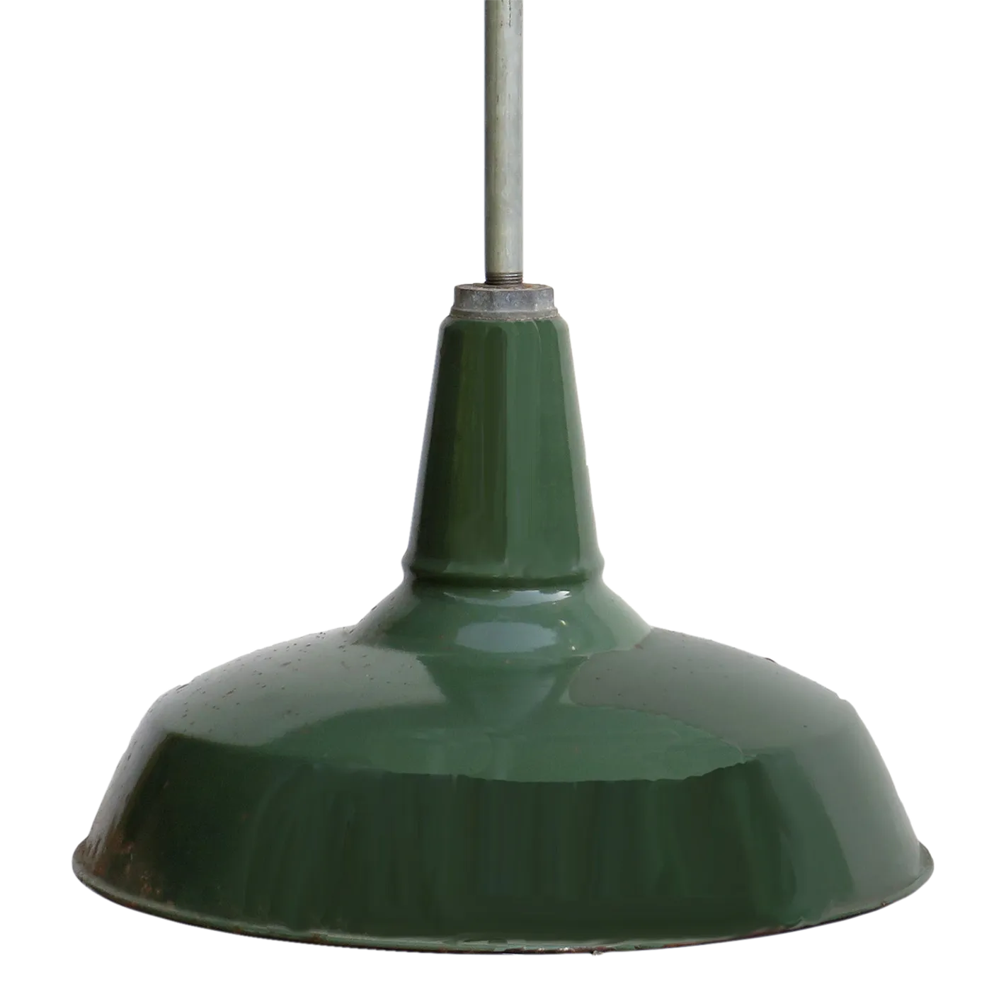 Vintage Industrial Chic Pendant Light With Green Enamel Shade