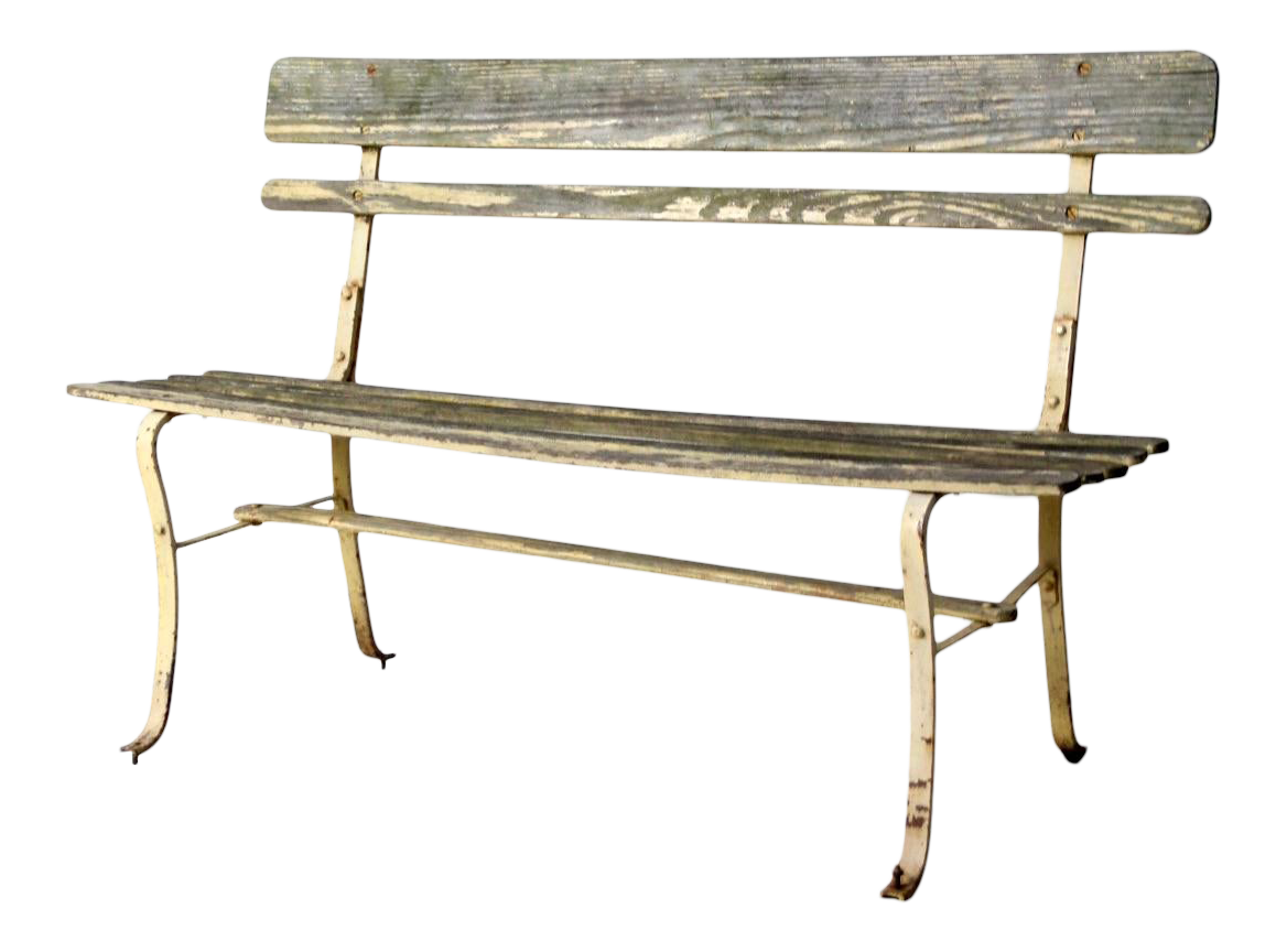 Vintage Slat Wood Garden Bench Chairish