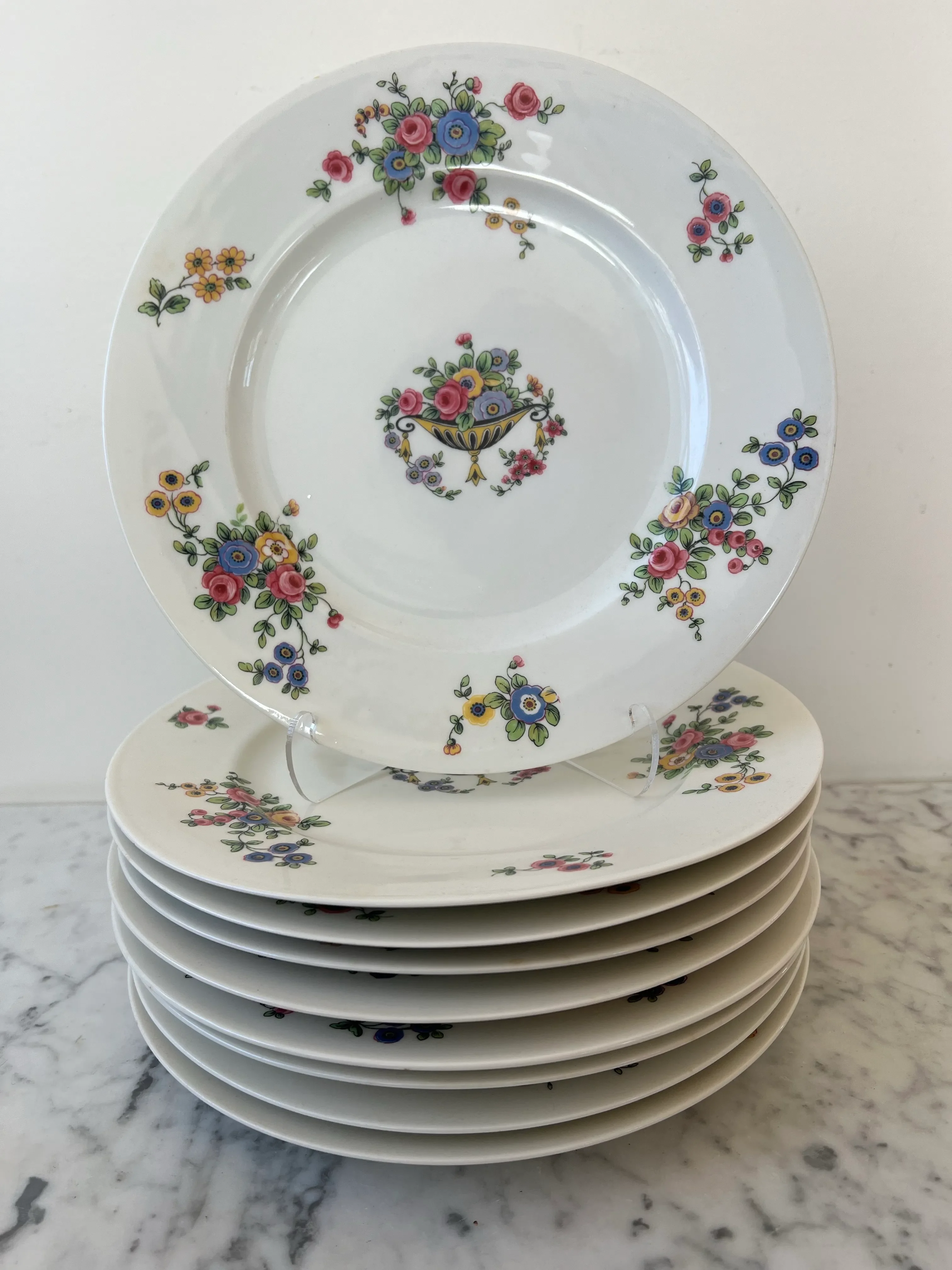 Chefield Haviland Limoges Floral Dinner Plate Set - 9 Plates