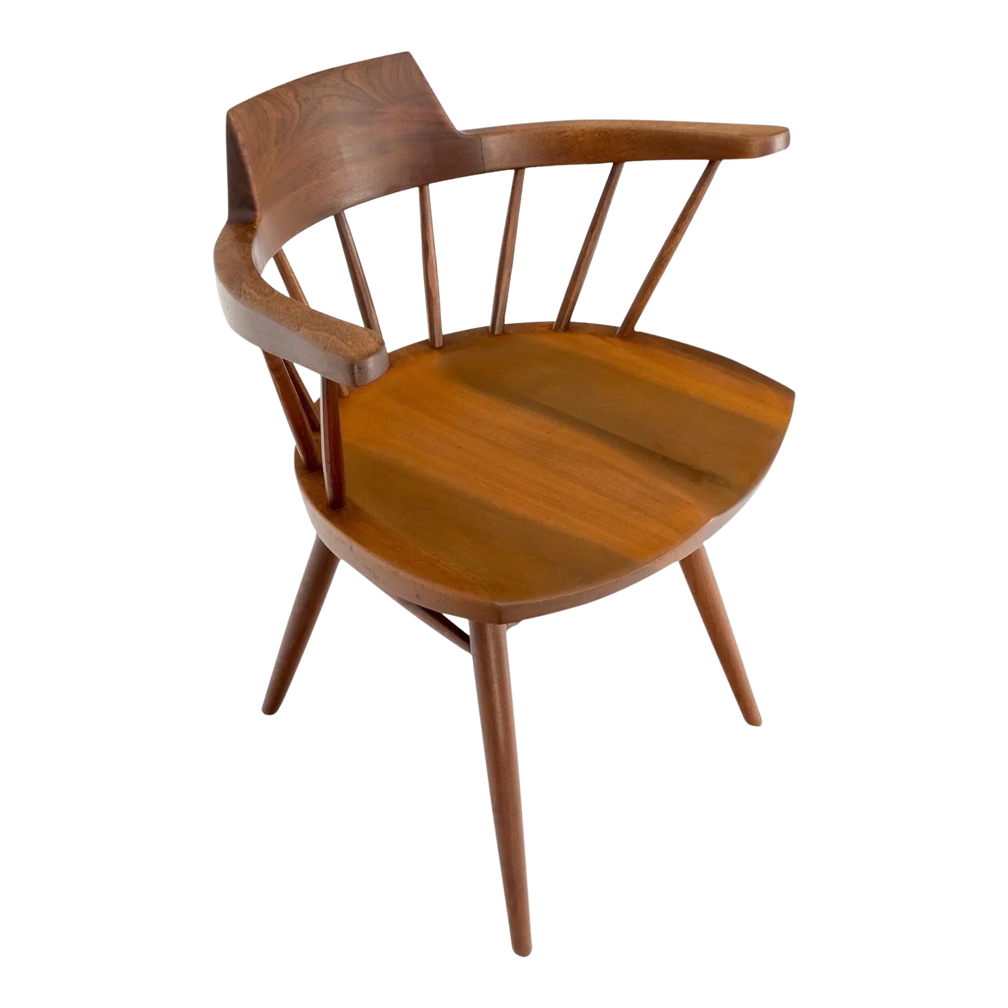 Nakashima Walnut Barrel Back Captains Dining Chair Chairish