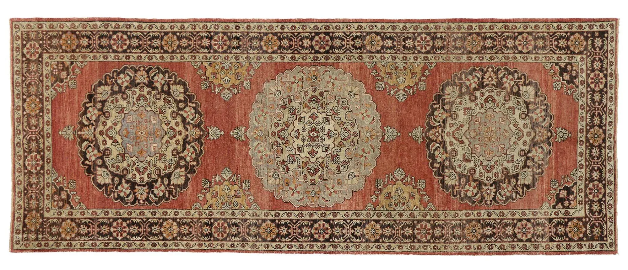 Vintage Turkish Oushak Gallery Rug, Wide Hallway Runner - 05\'04 X 13\'07