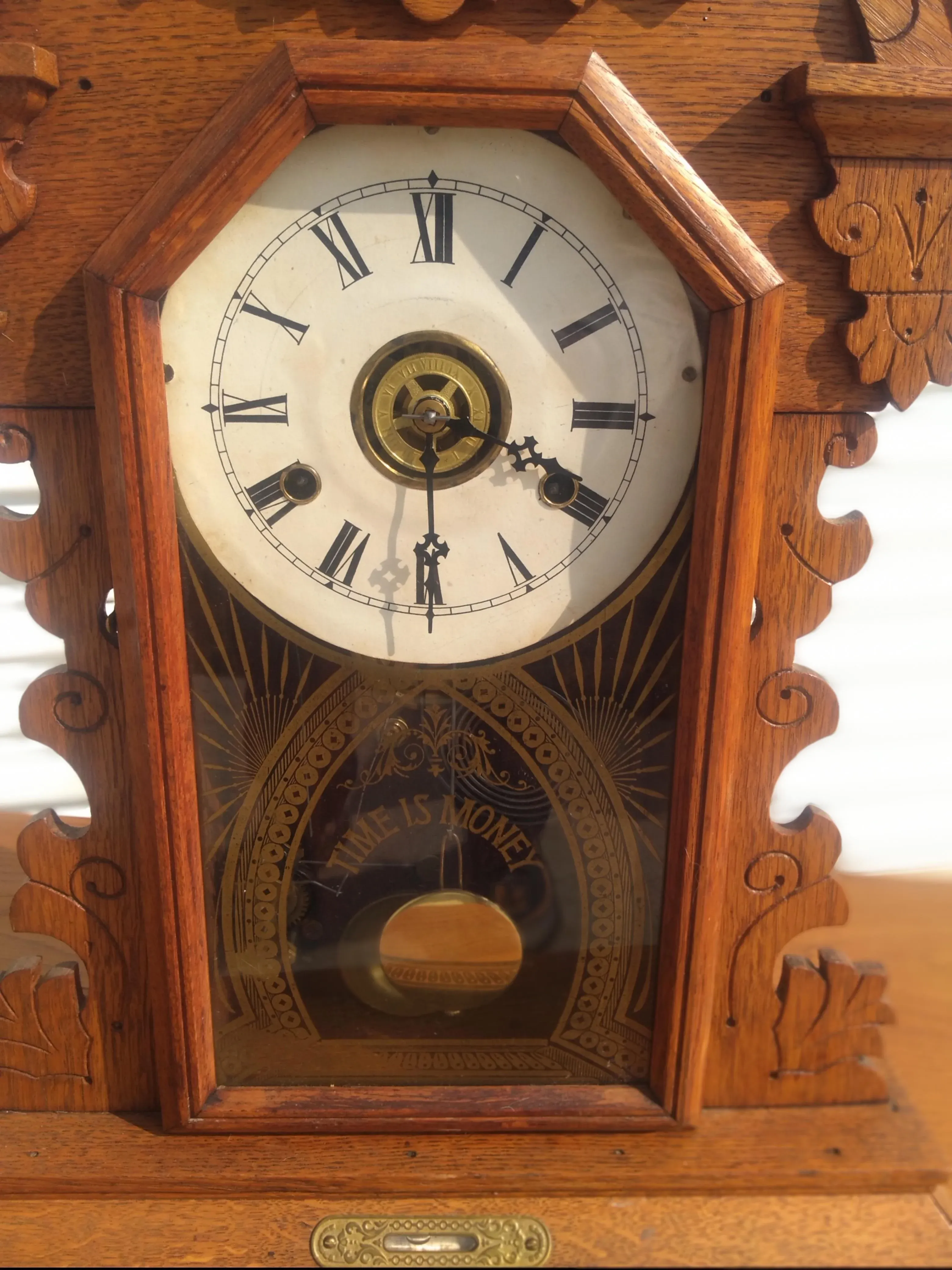Late 19th Century Walnut Gingerbread Mantle Clock | Chairish