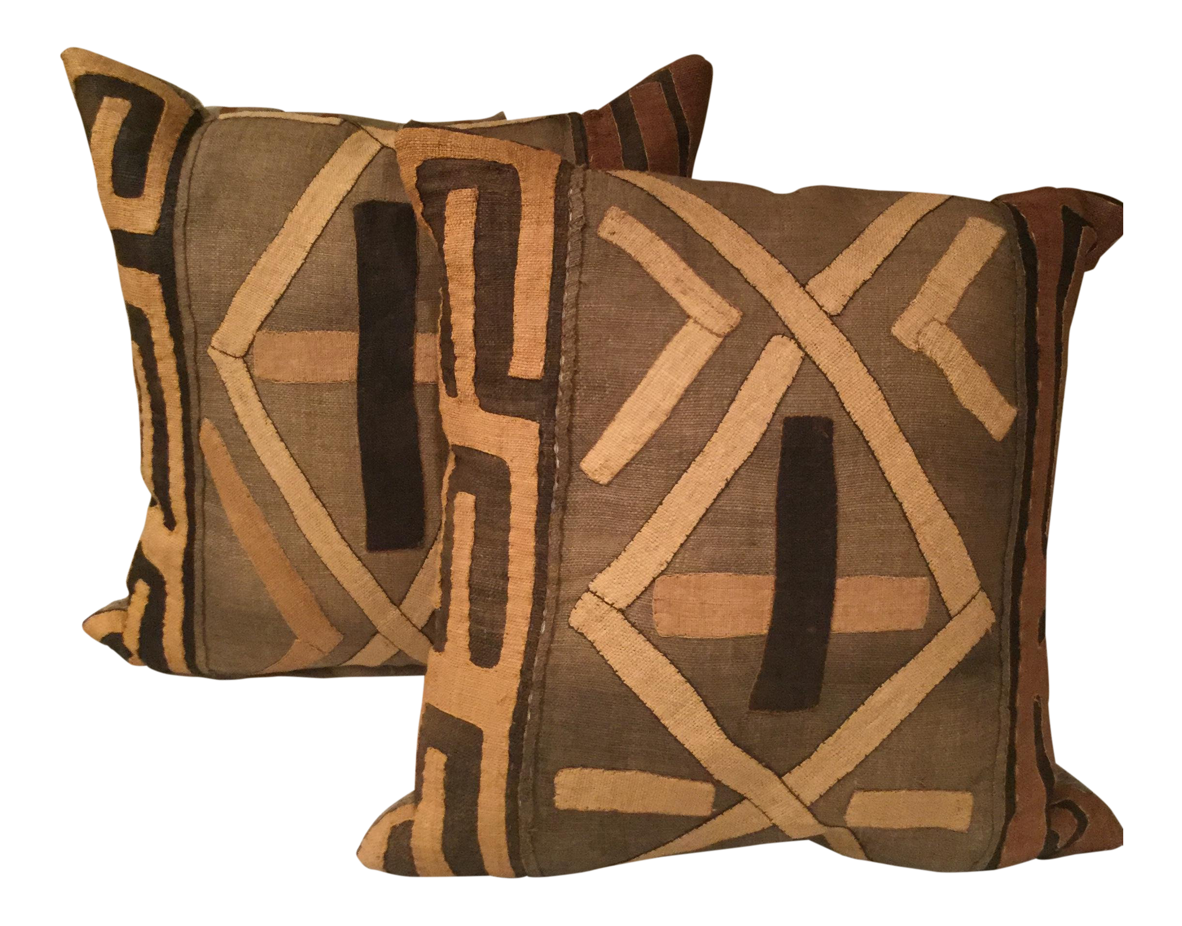 1950s Vintage African Kuba Cloth Pillows A Pair Chairish