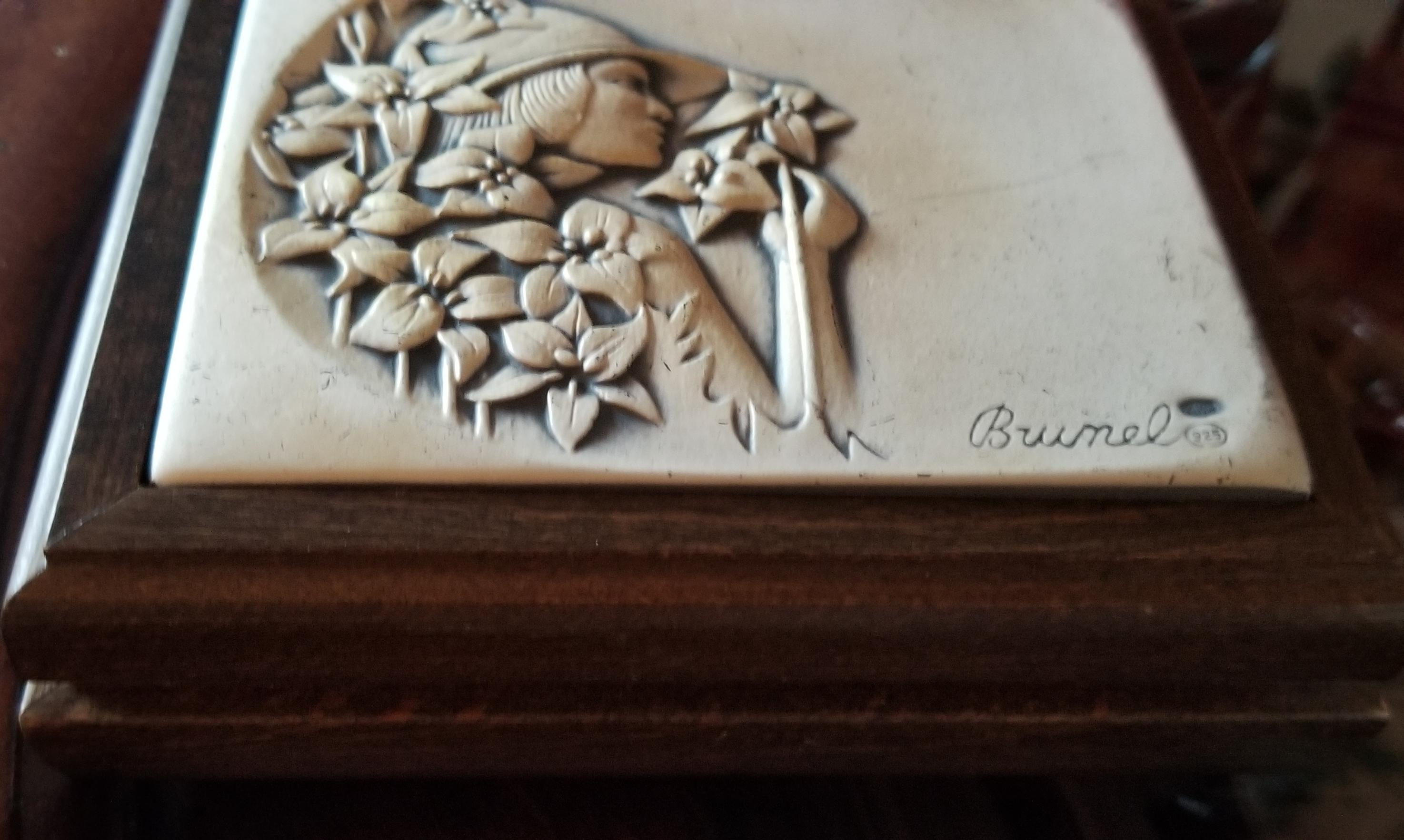 1960's Italian Signed Brunel Wooden Trinket Jewelry Box With