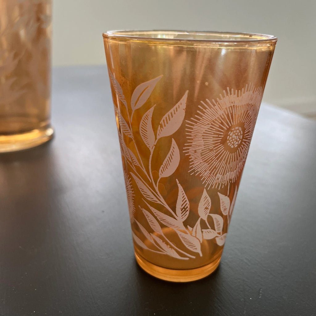 Vintage Jeanette Glass Co. Pitcher and 4 Glasses | Chairish