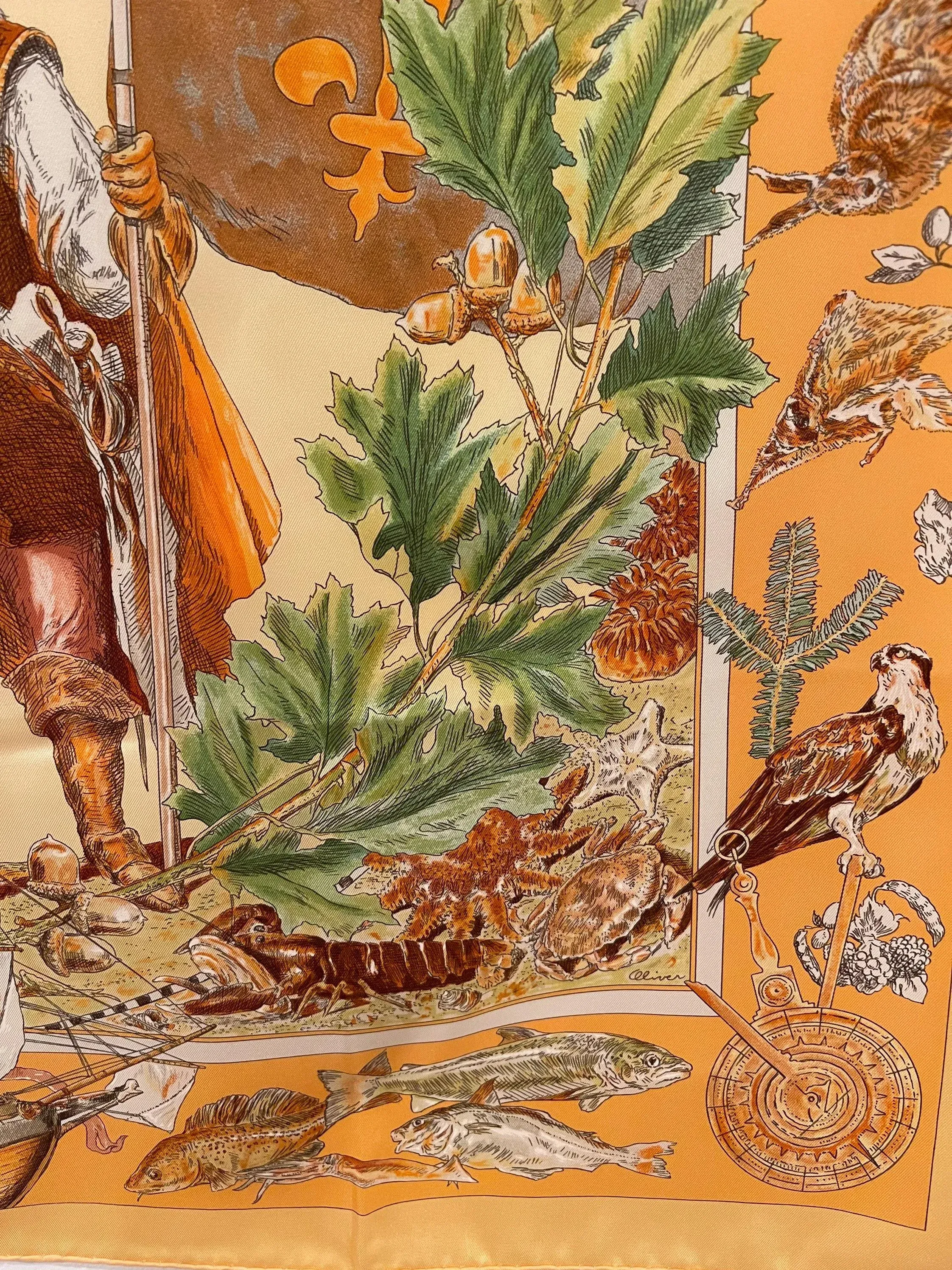 Hermès Samuel De Champlain Silk Scarf by Kermit Oliver 2006 | Chairish