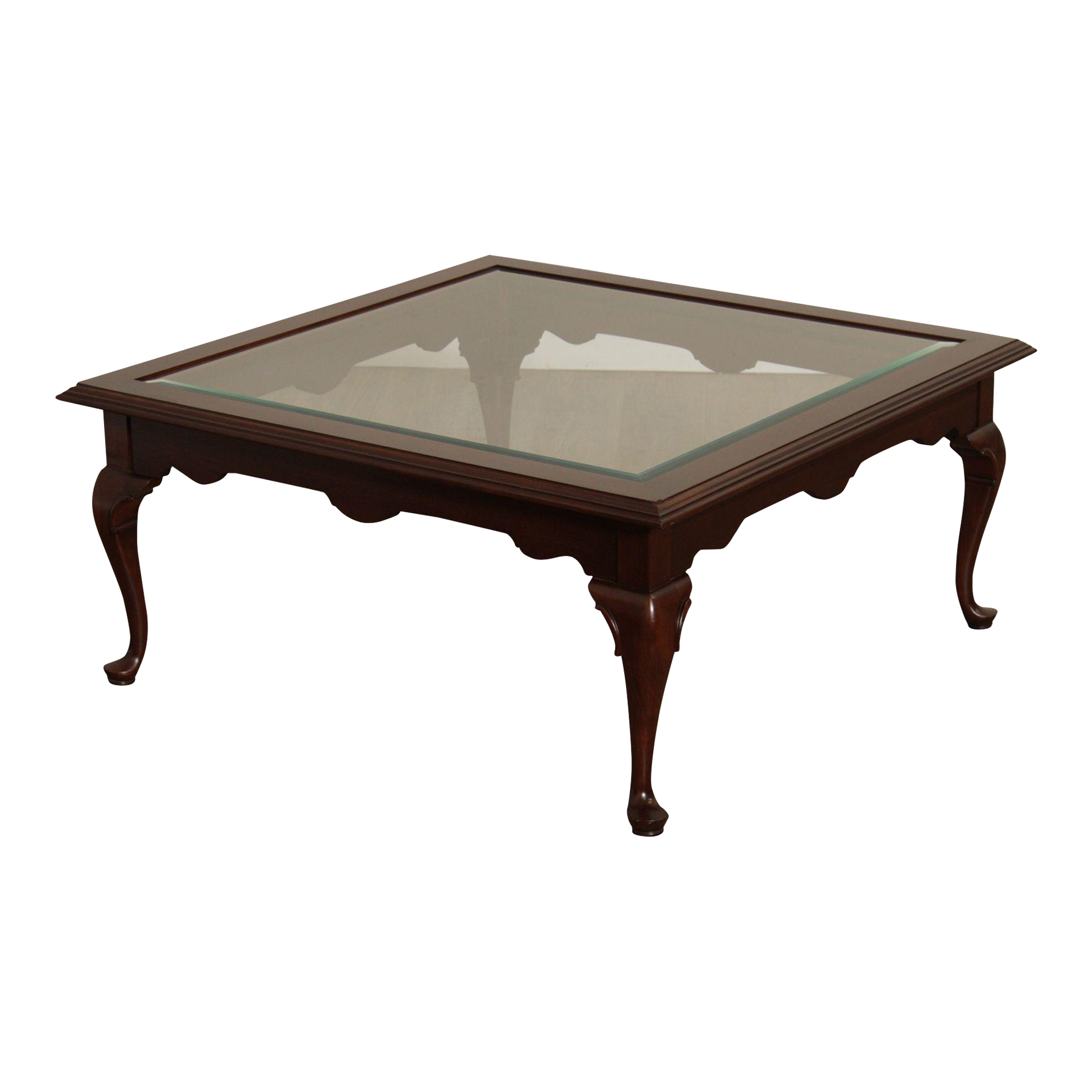 Ethan Allen Court Queen Anne Style Glass Top Cherry Coffee