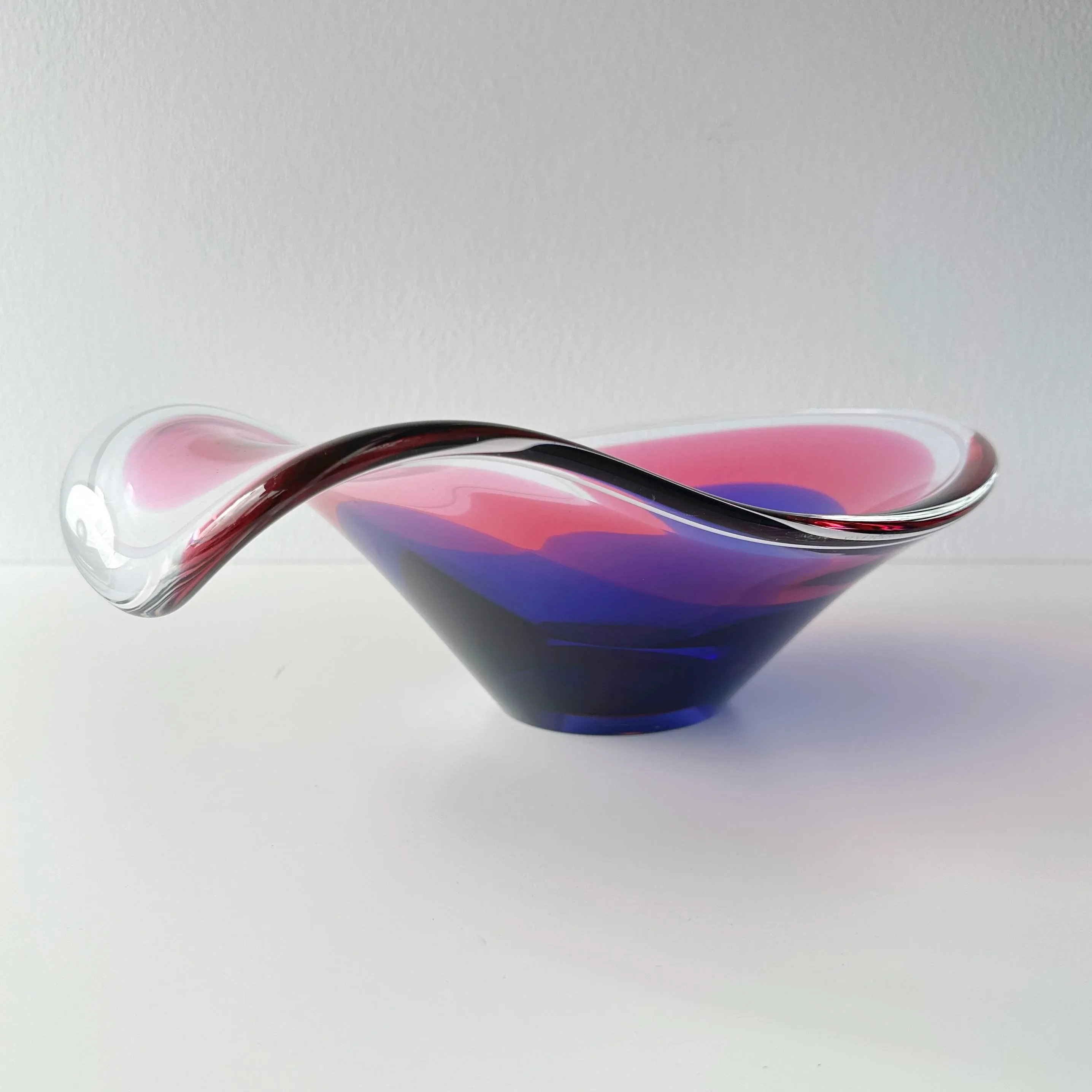 工芸品 Swedish Flygsfors art glass Coquille Vintage MCM Flygsfors COQUILLE Paul Kedelv Art Glass Bowl