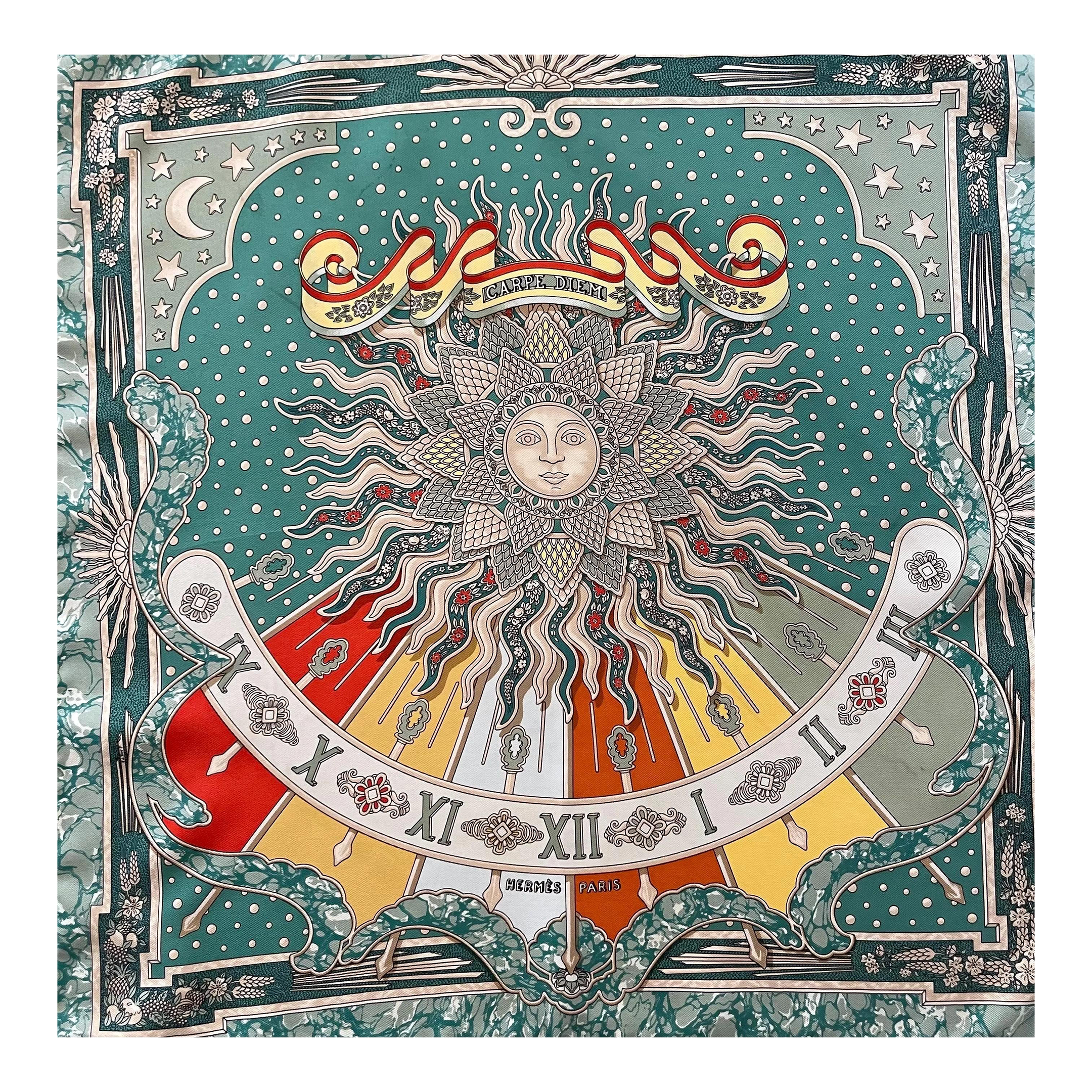 Hermès Gavroche Scarf “Carpe Diem” 1994 | Chairish