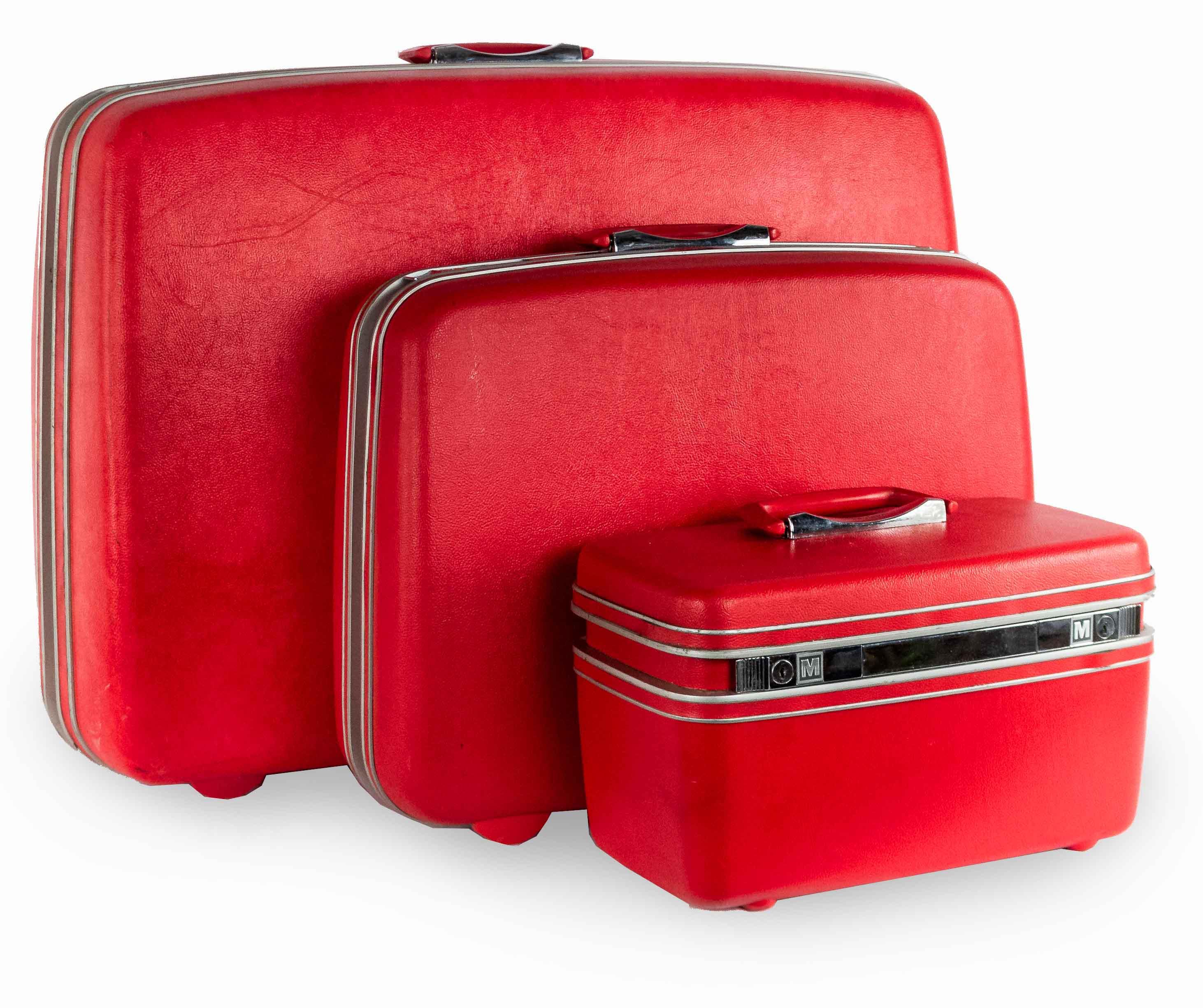 1960s Vintage 3 Piece Mid Century Red Samsonite Luggage Set