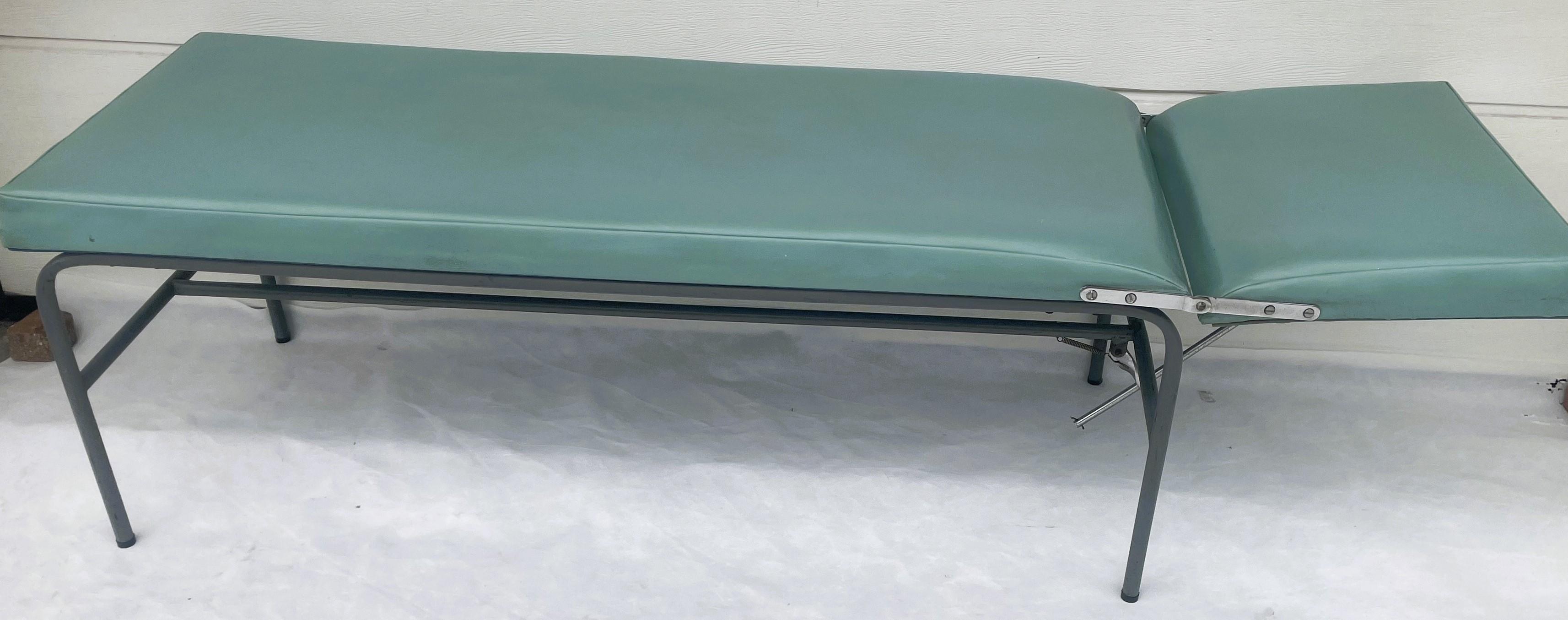 Mid-Century Modern Industrial Medical Couch with Adjustable Headrest, 1960s