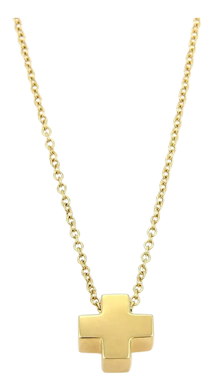 COURONNE◆Manon Mini Cross 10 Camel yellow 18K Yellow Gold 1.5TCW Princess-Cut Diamond Cross Necklace