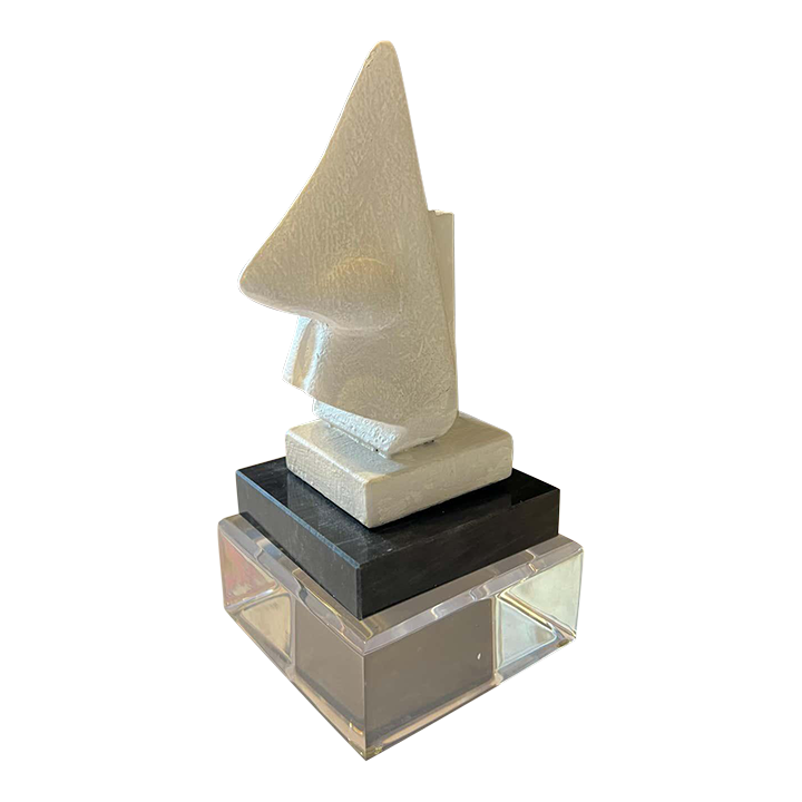 "The Nose" White Modern Plaster Sculpture on a Lucite and Black Marble Chairish