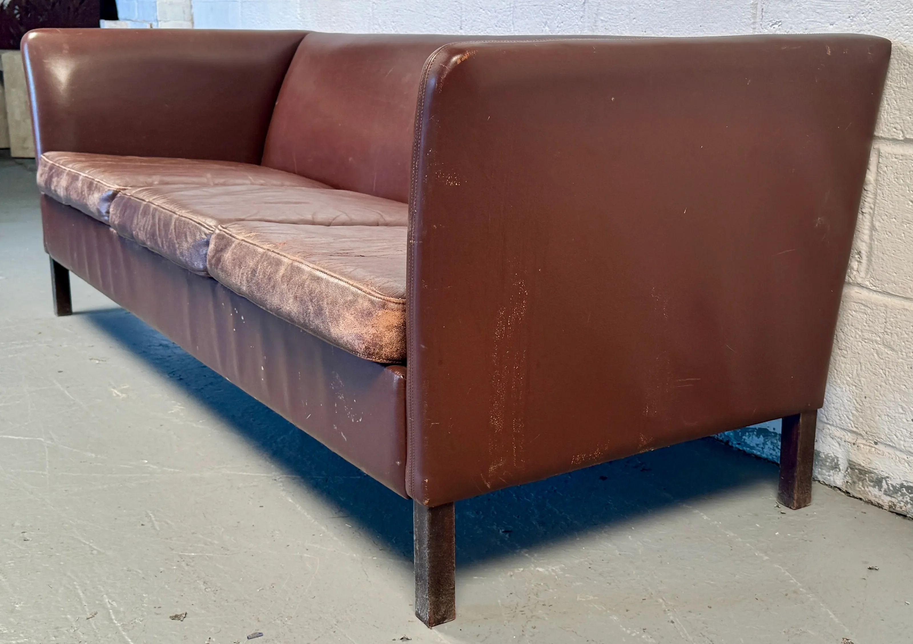 Mid 20th Century Vintage Leather Couch