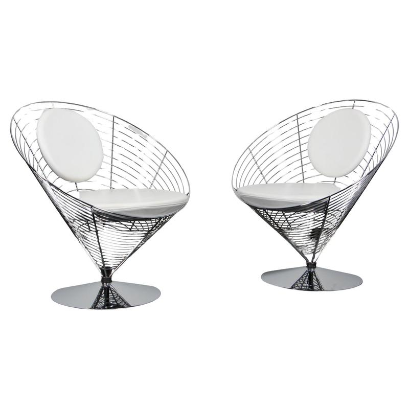 Vintage Wire Cone Chairs by Verner Panton, 1970s, Set of 2
