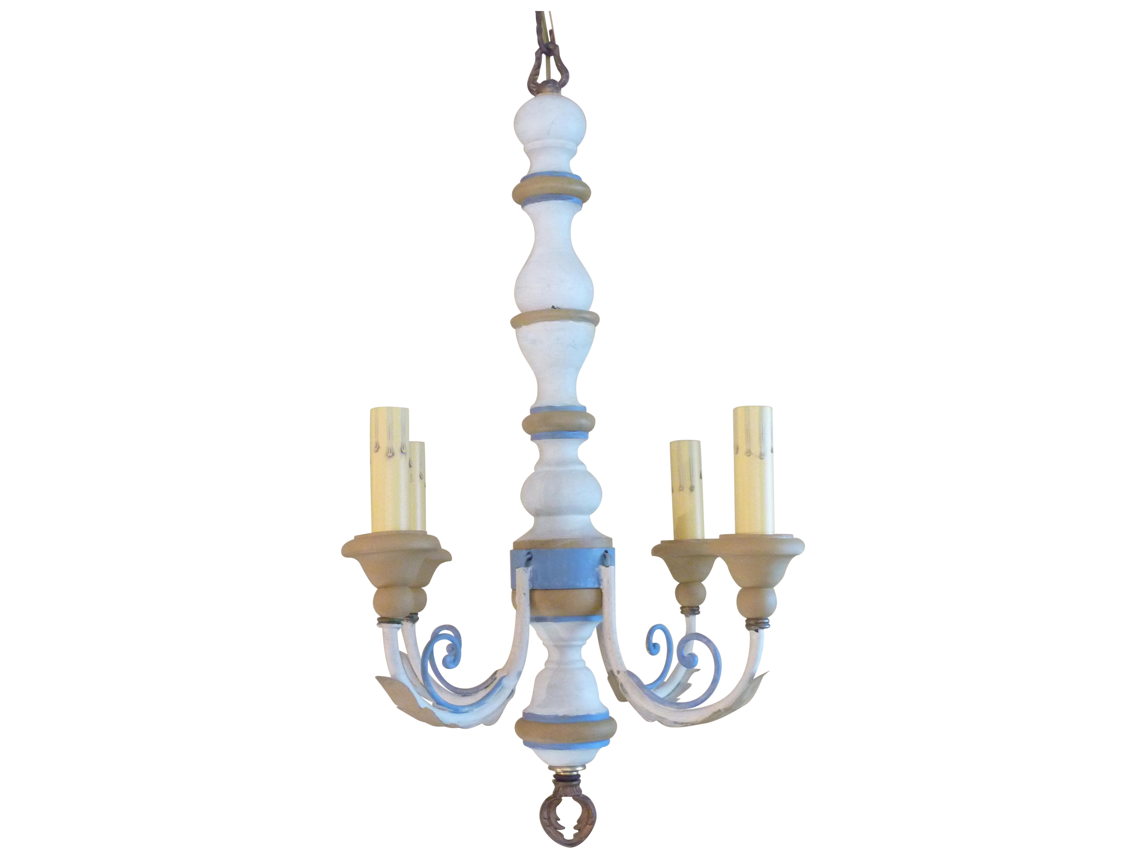 Italian Painted Wood Chandelier | Chairish