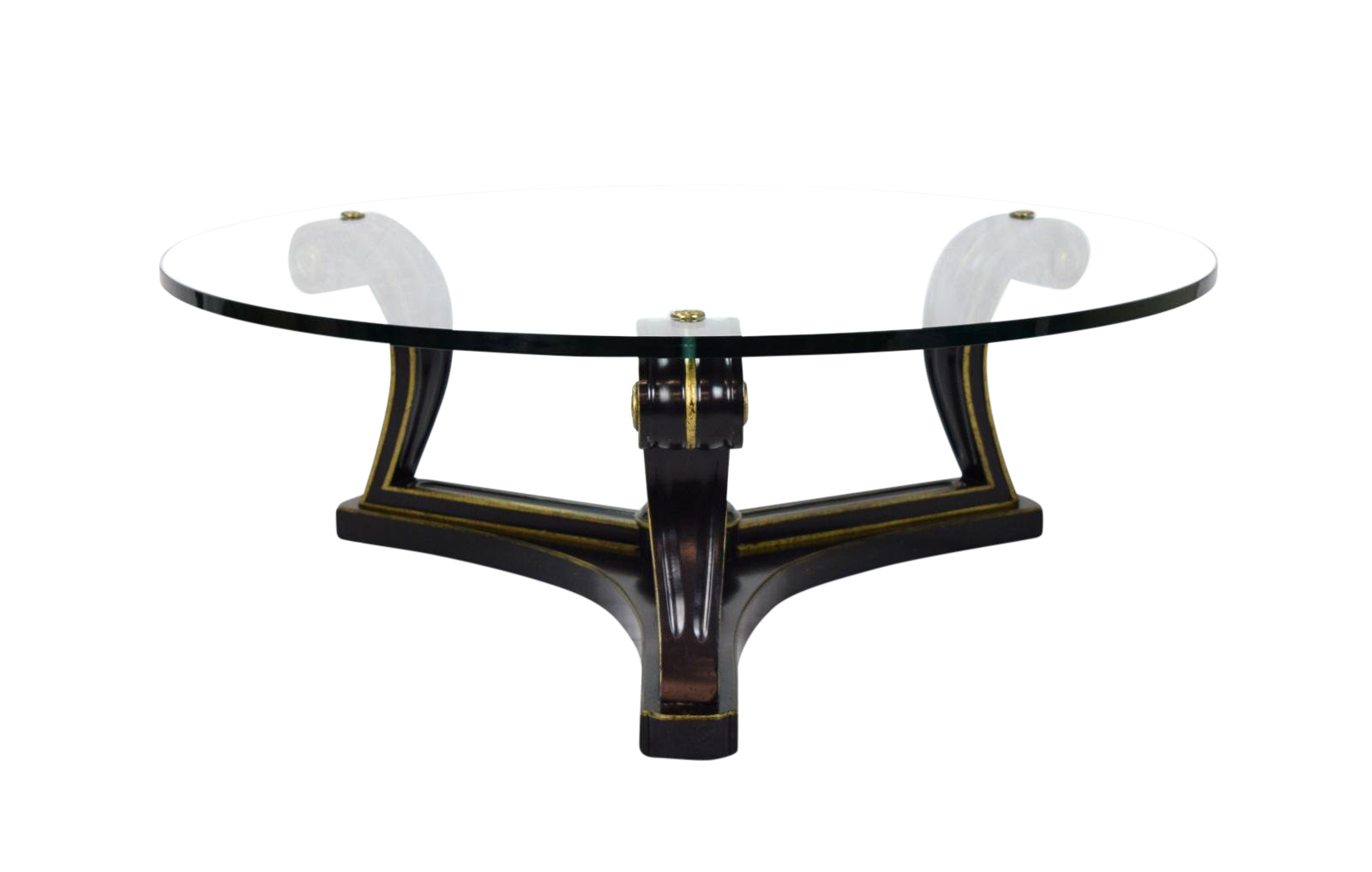 1960s Hollywood Regency Ebonized Scroll Glass Top Coffee Table Chairish