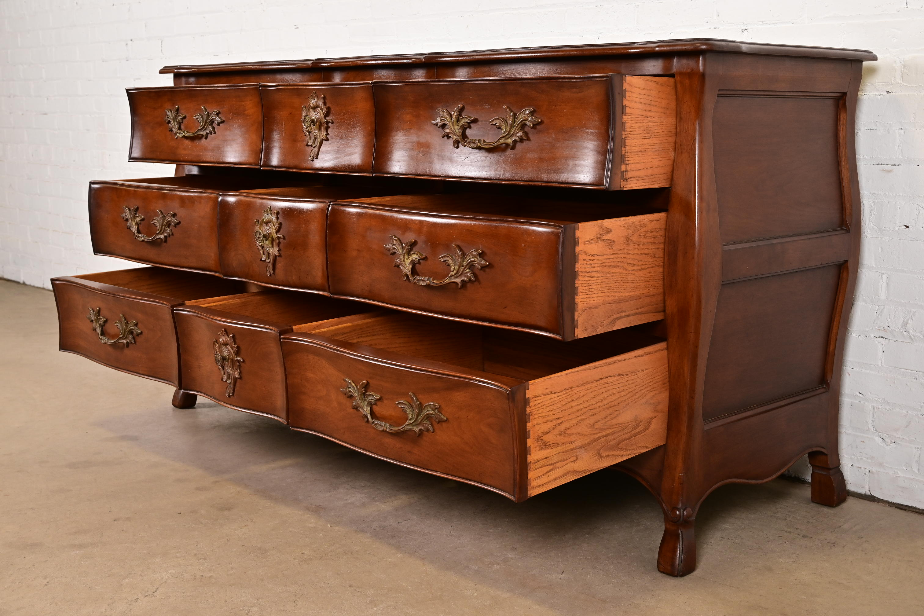 Bodart French Provincial Louis XV Fruitwood Triple Dresser, Circa 1960s
