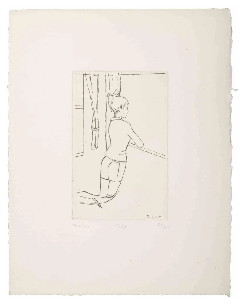 Benn alias Bencjon Rabinowicz, Girl at the Window, Original Etching, 1987