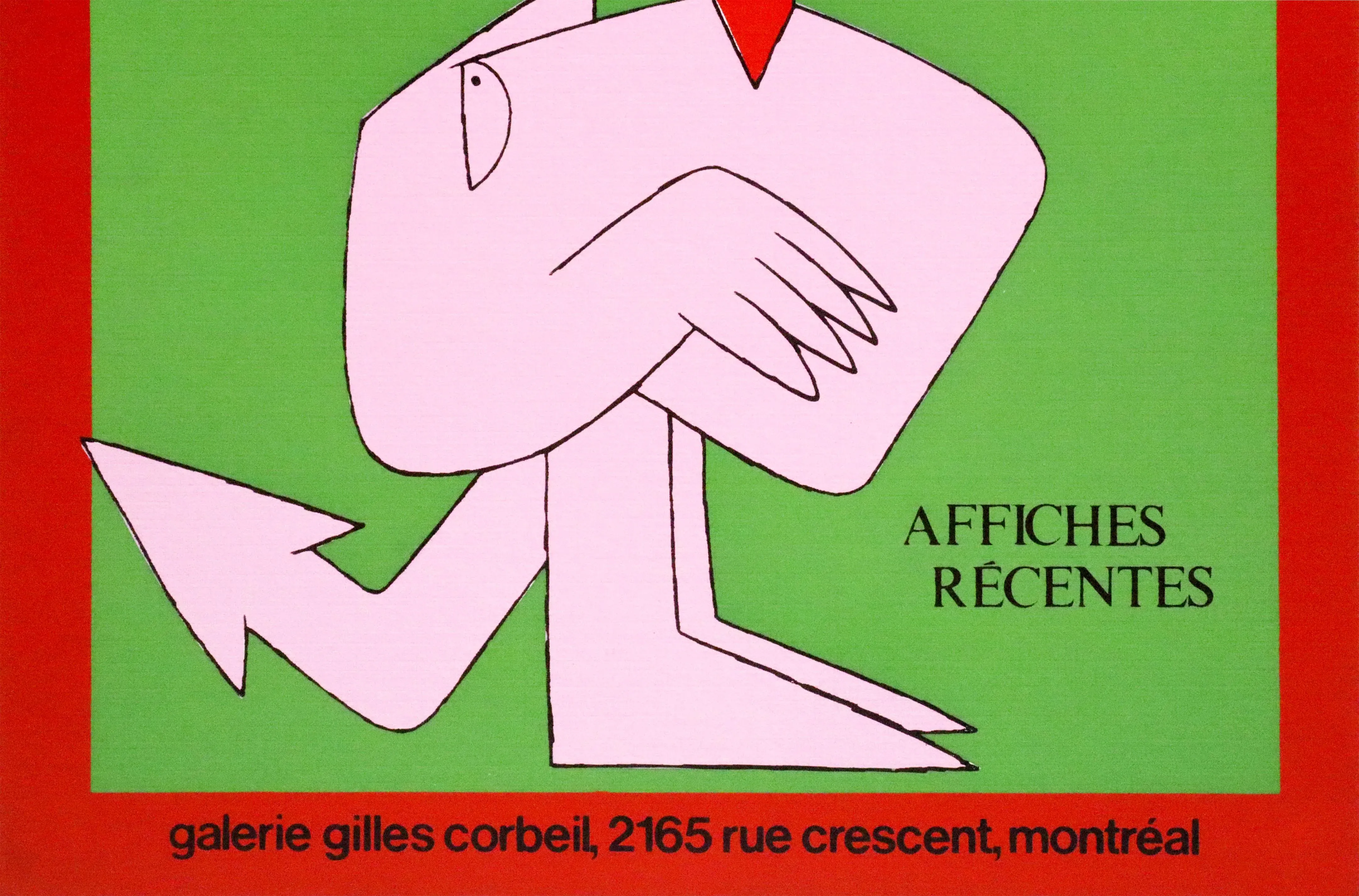 1976 Original Quebec Vittorio Exhibition Poster, Galerie Gilles Corbeil (Carton With Date)