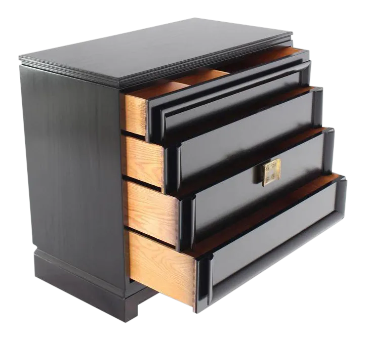 Vintage MidCentury Black Lacquered 4Drawer Bachelor Chest Chairish