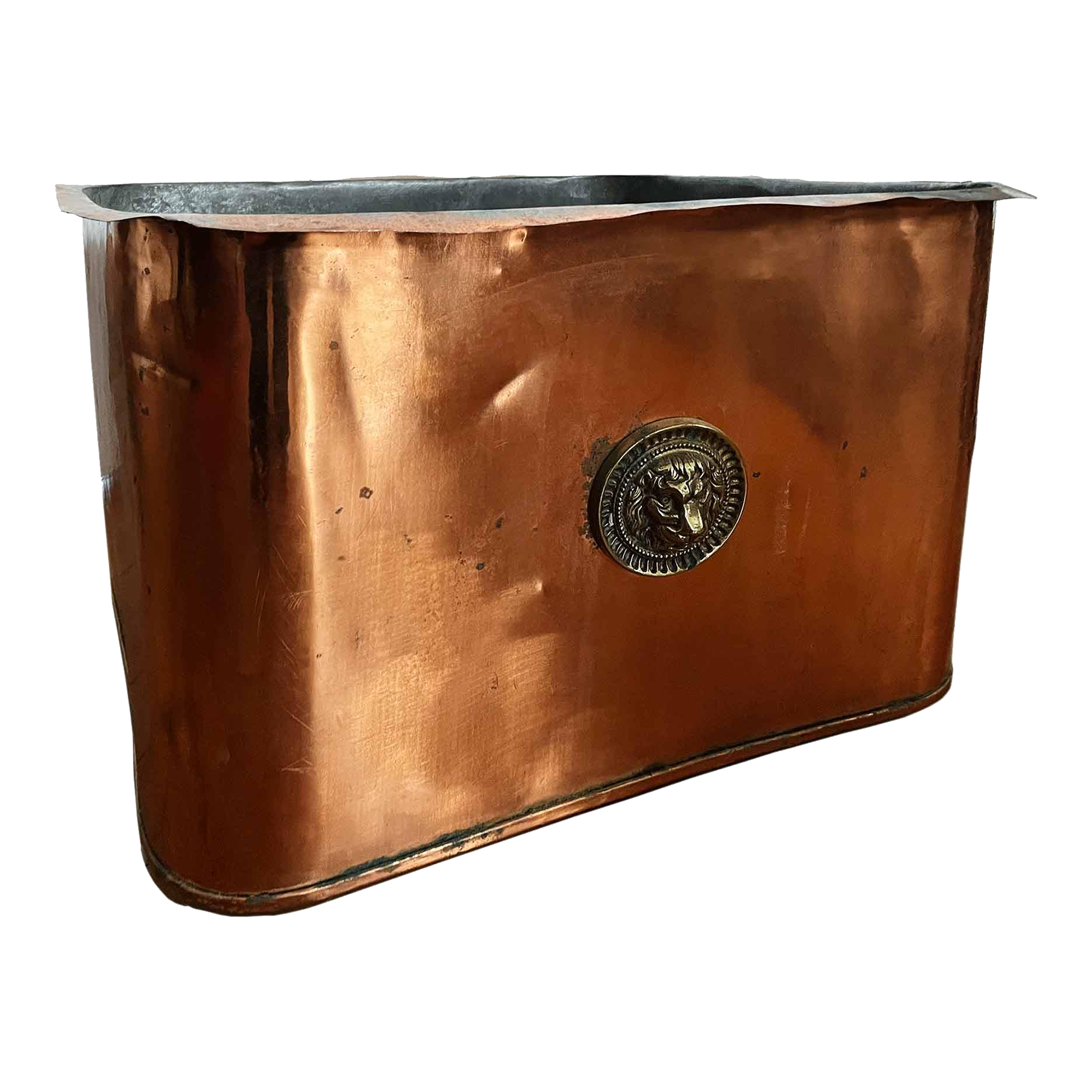 Large Antique Copper on Brass Ice Wine Bucket With Lion Motif Chairish